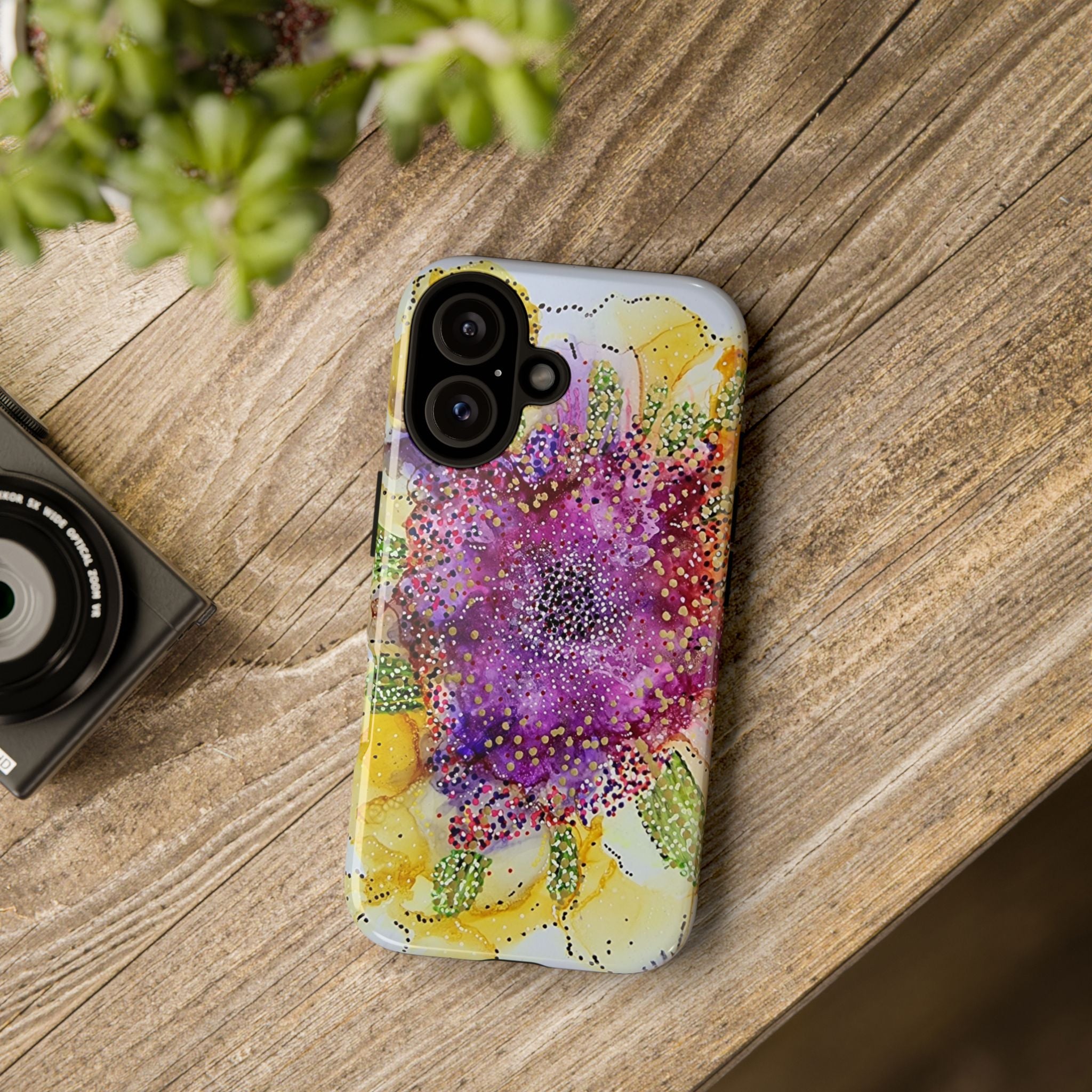 Floral Watercolor Tough Case — Purple & Yellow Bloom Phone Cover