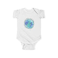 Infant Bodysuit with Blue Teal Burst Dandelion Graphic