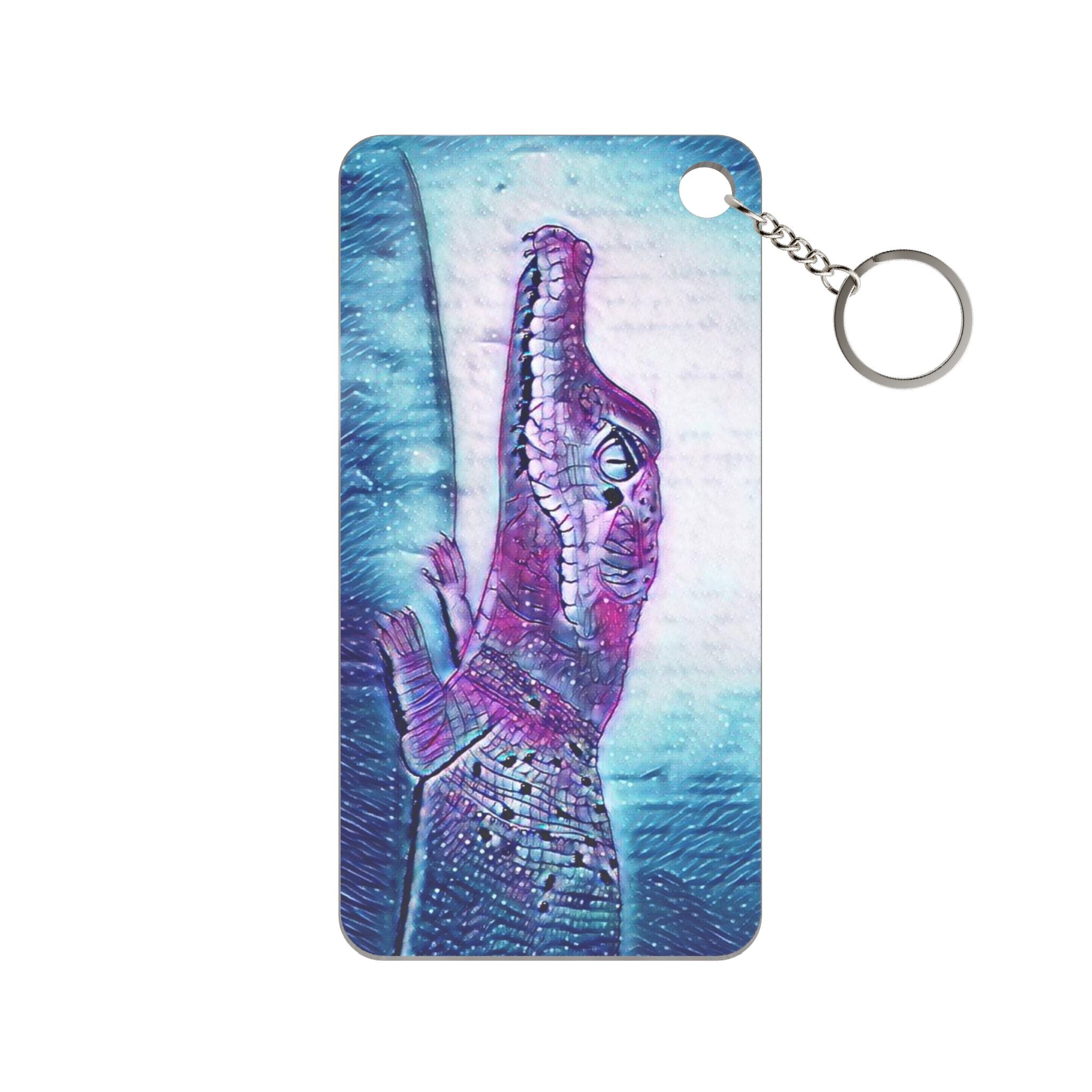 Alligator Keychain Charm — Purple Blue Crocodile Print Accessory