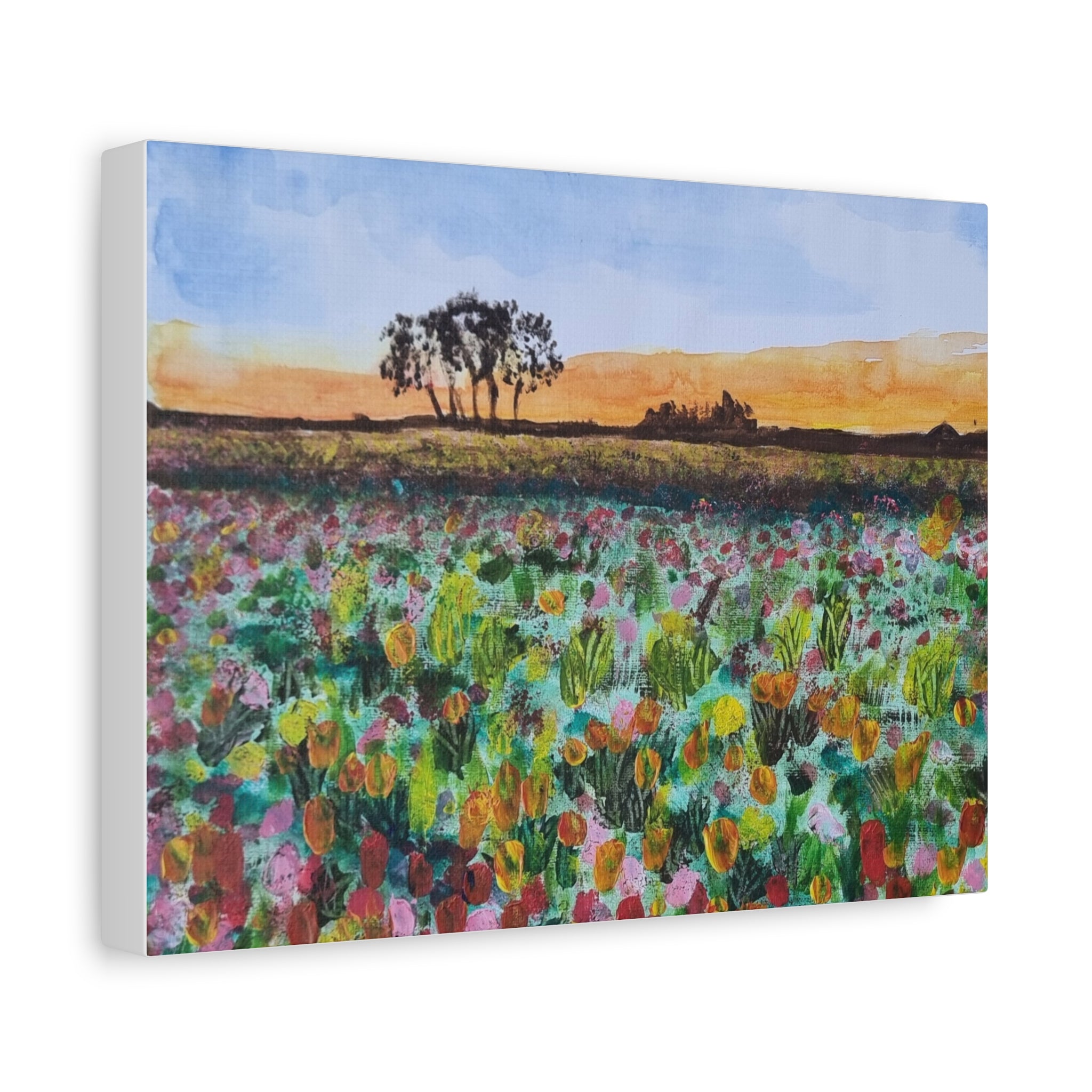 Wildflower Field Sunset Canvas Print