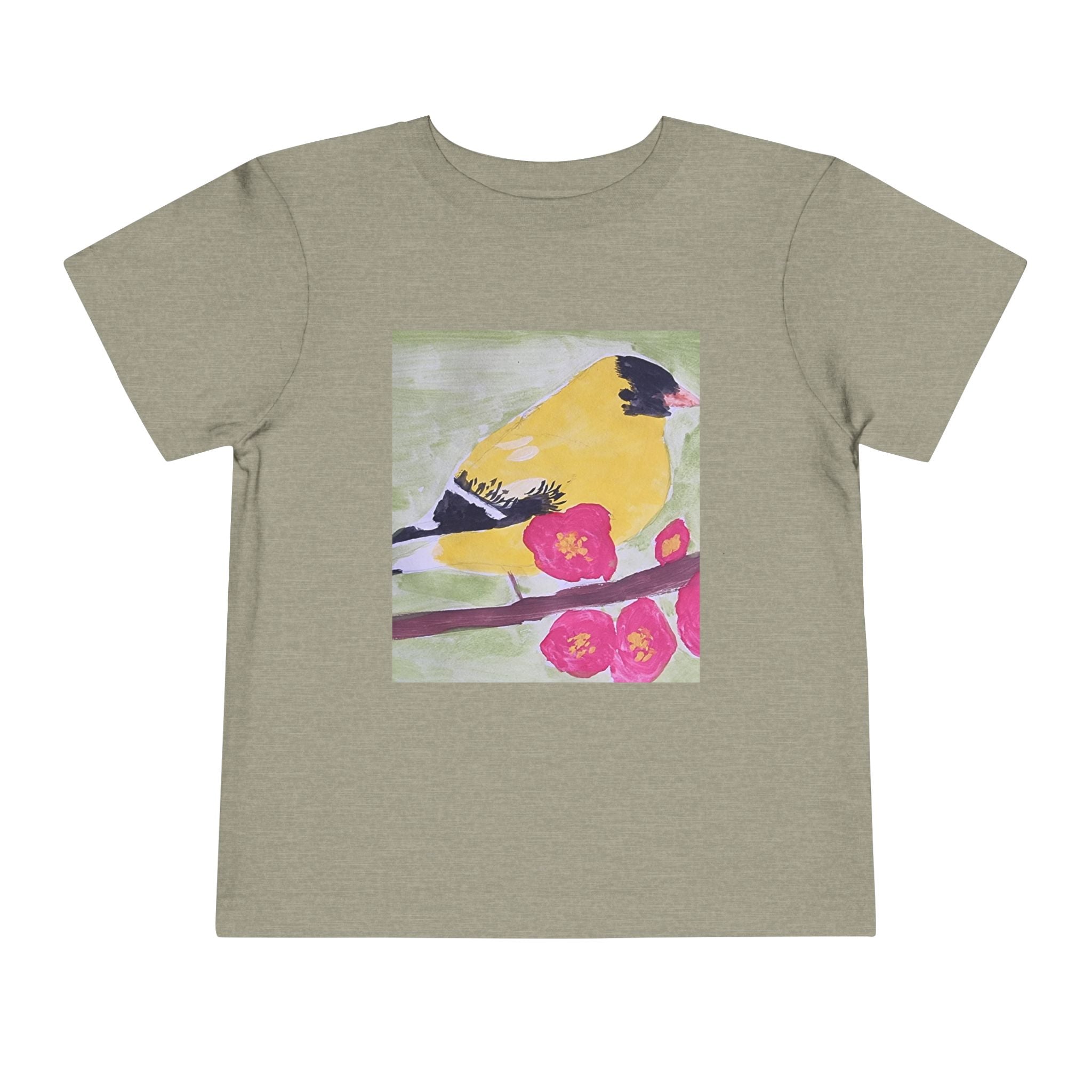 Yellow Goldfinch on Cherry Blossom Branch | Kids Spring Bird Shirt