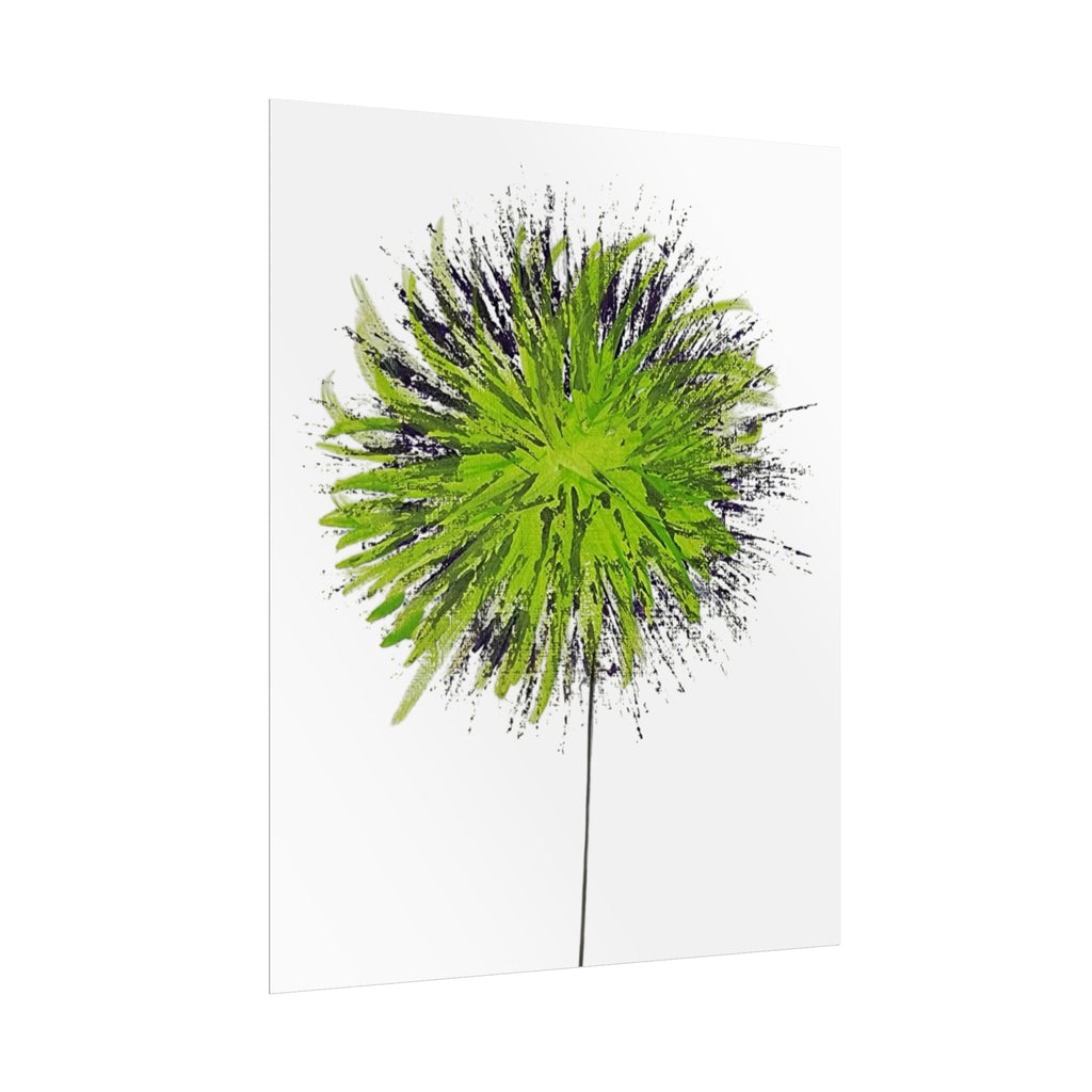 Green Burst Floral Poster — Modern Abstract Dandelion Wall Art (Rolled Poster)