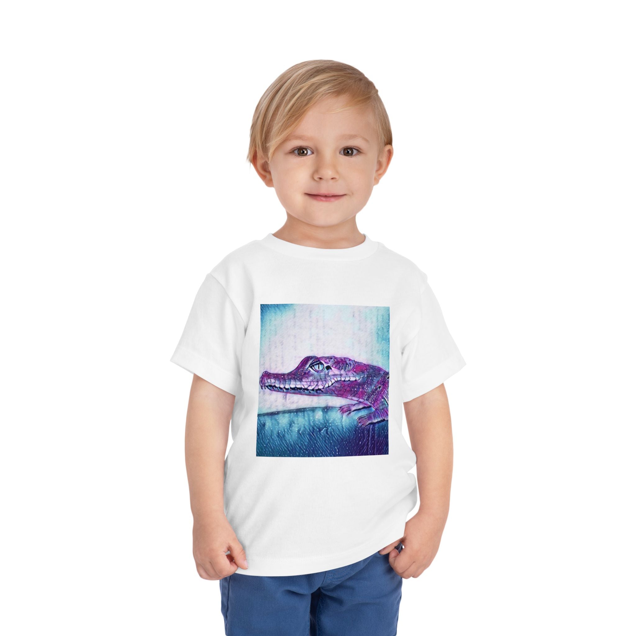 Toddler Tee — Purple Watercolor Alligator Graphic