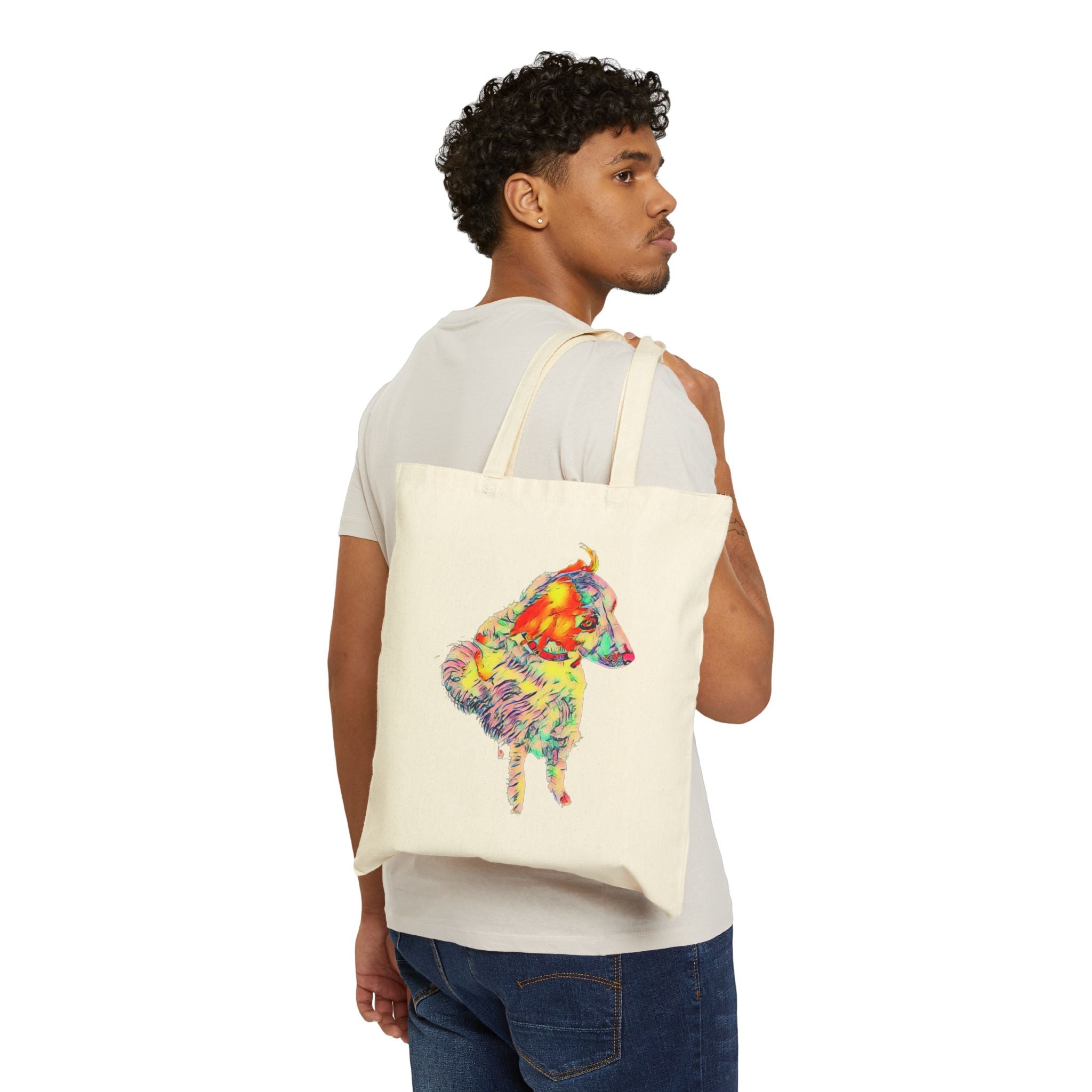 Tote Bag — Colorful Watercolor Dog Art Canvas Tote
