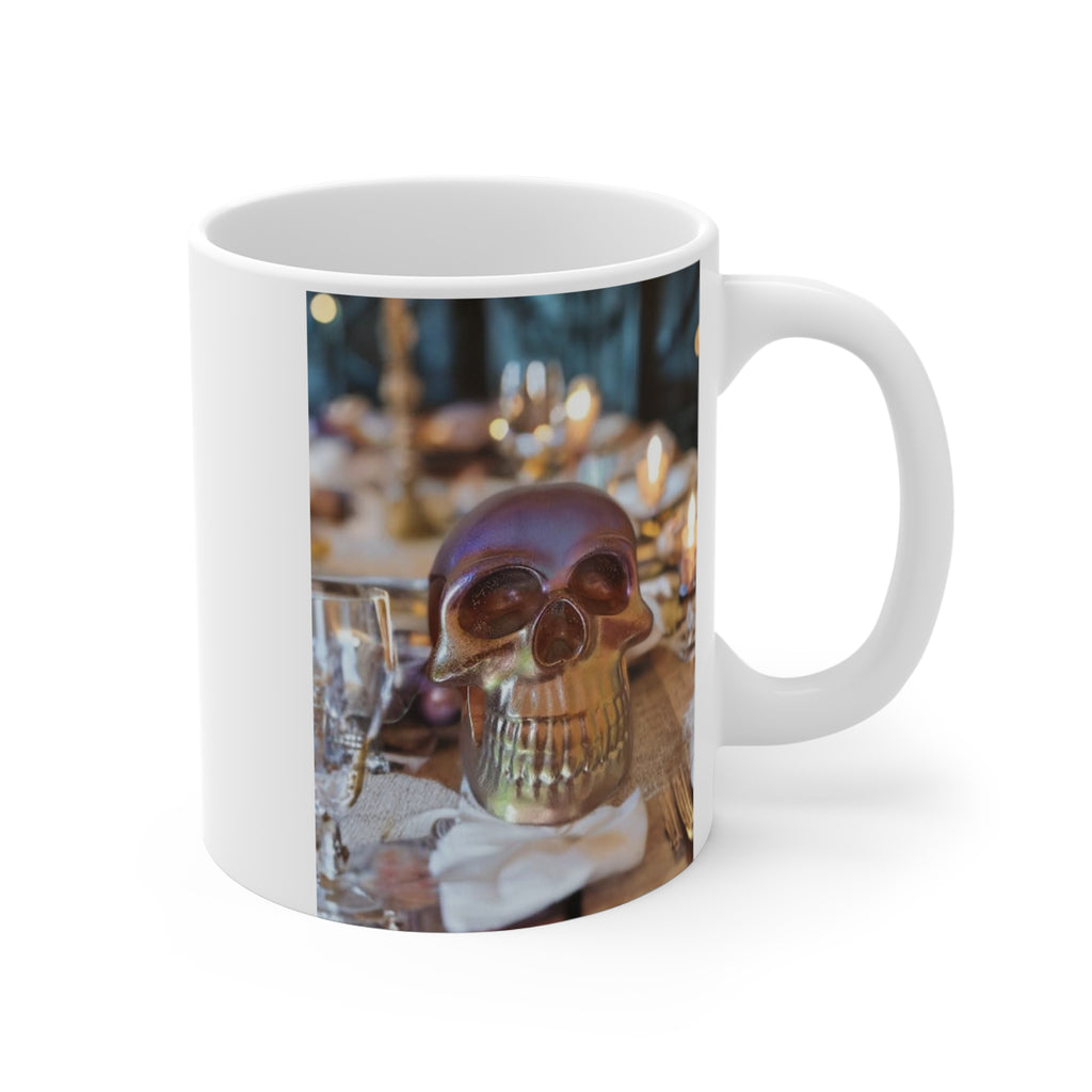 Photo Collage Skull Coffee Mug | 11oz Custom Picture Gift | Gothic Design