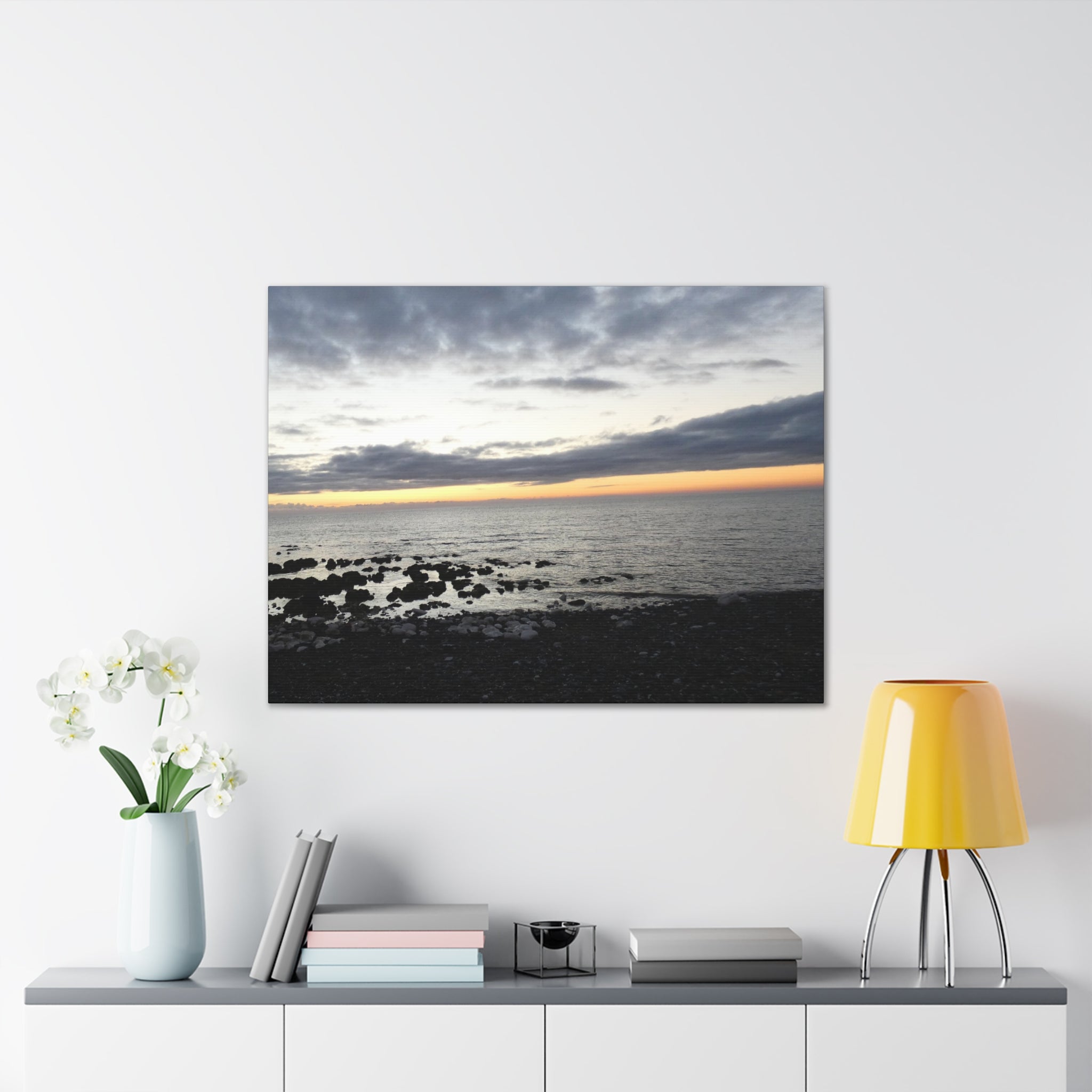 Sunset Shoreline Canvas Print | Stretched Coastal Wall Art | Beach Home Décor