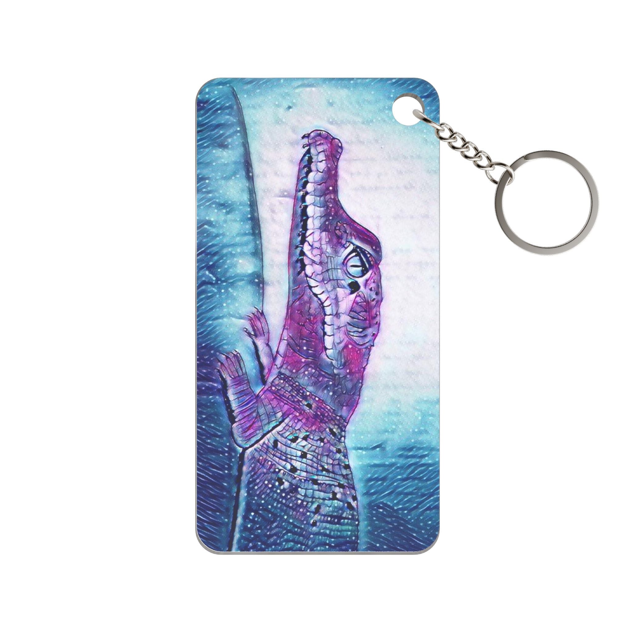 Alligator Keychain Charm — Purple Blue Crocodile Print Accessory