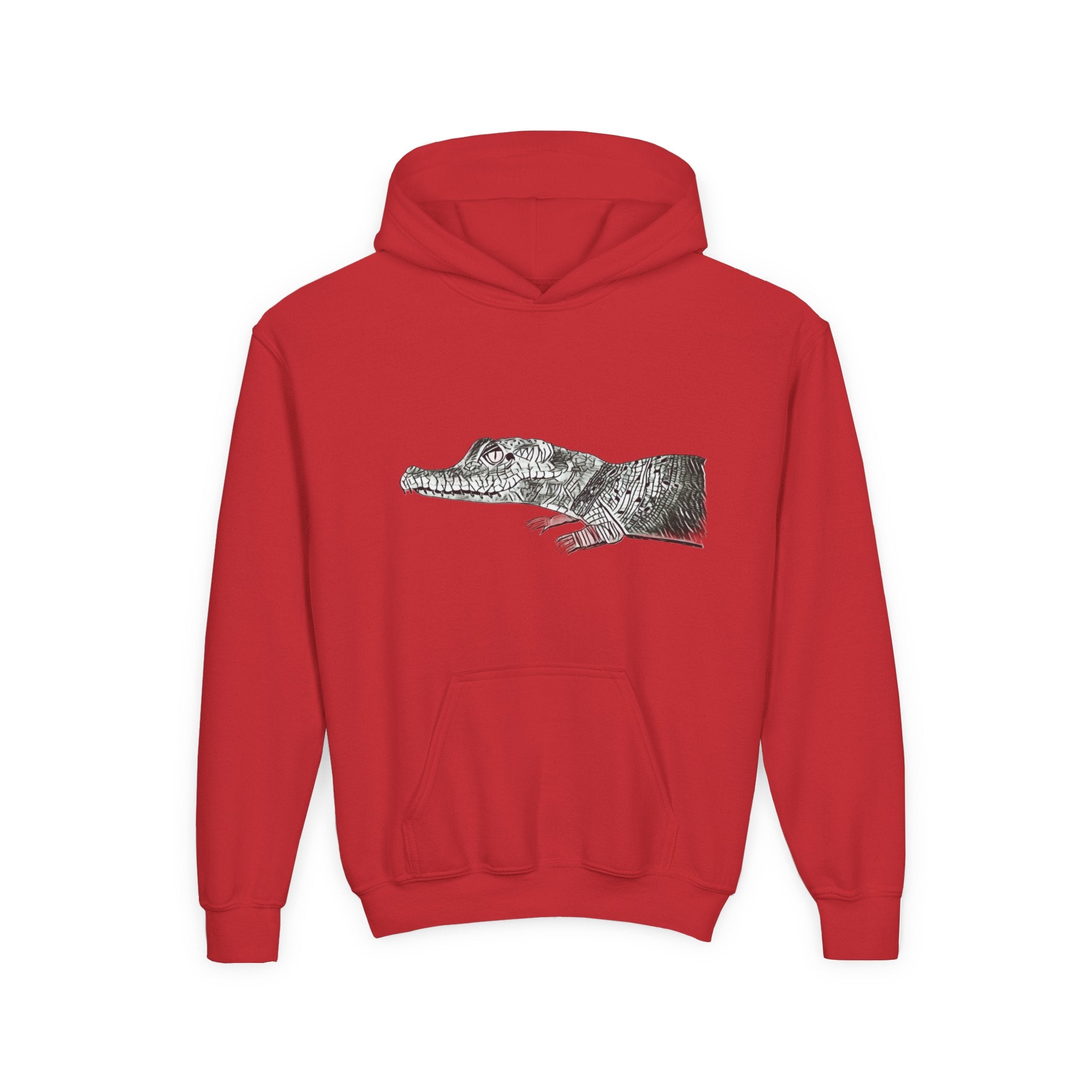 Youth Hoodie with Vintage Alligator Illustration