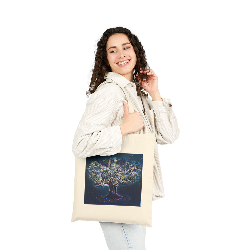 Canvas Tote Bag — Starry Tree of Life Art Tote (Boho Spiritual Eco Shopper)