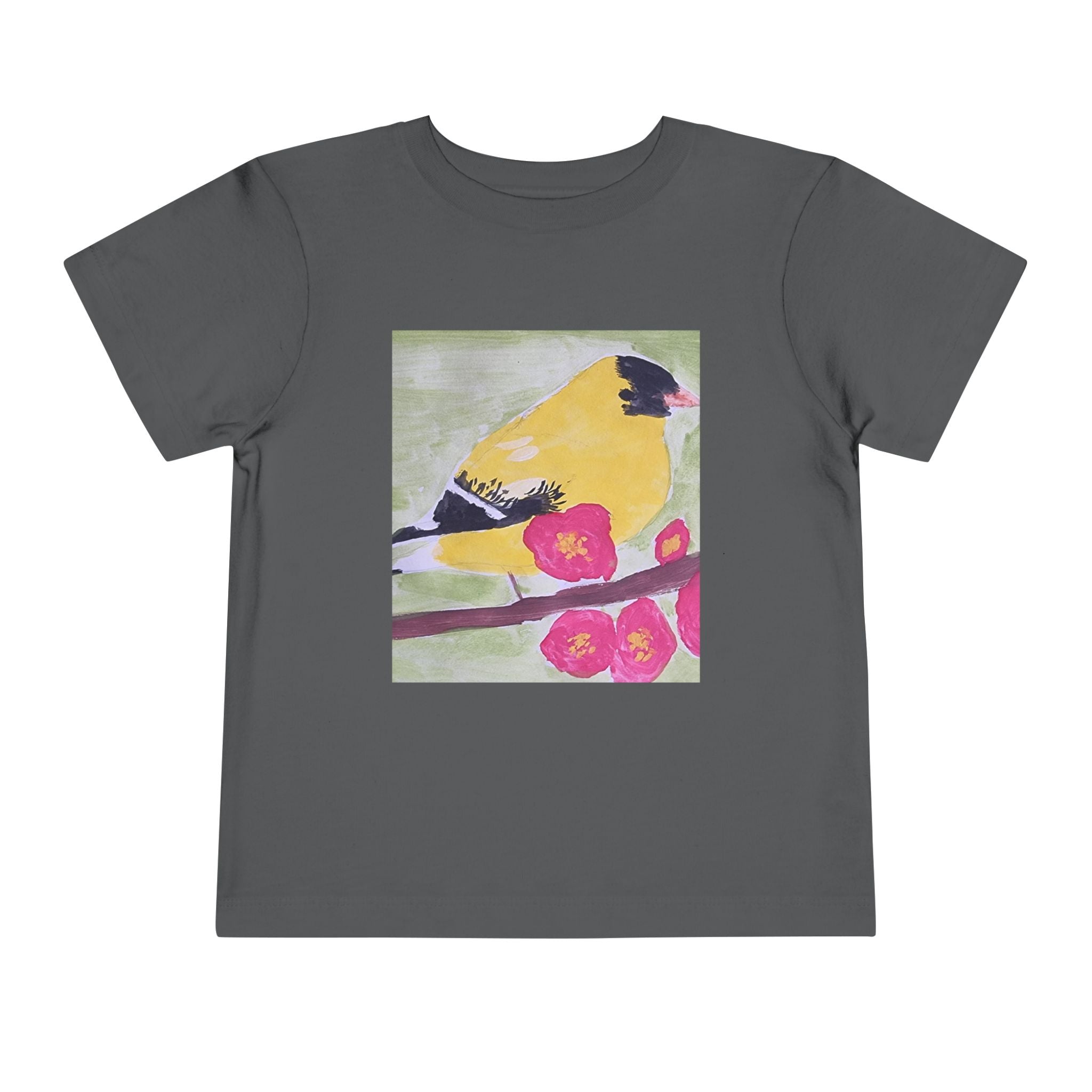 Yellow Goldfinch on Cherry Blossom Branch | Kids Spring Bird Shirt