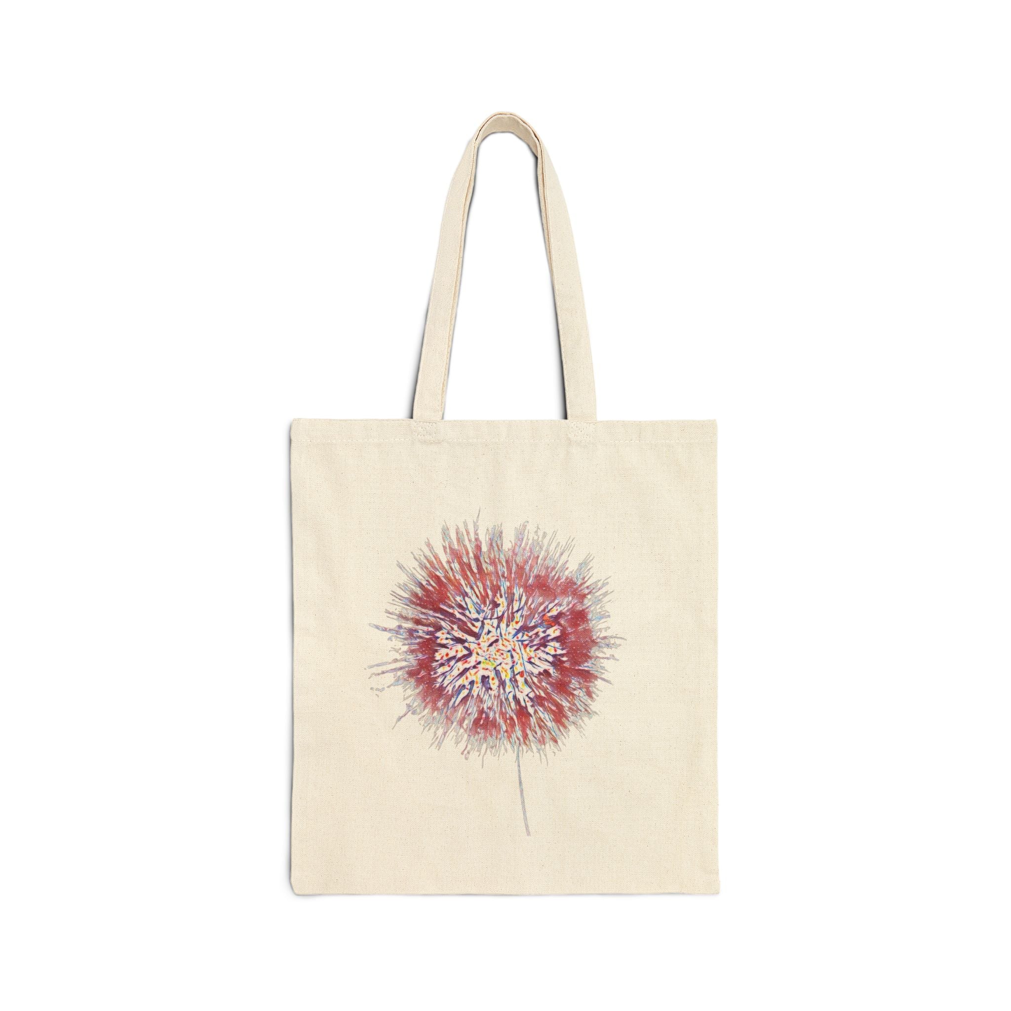 Dandelion Burst Cotton Canvas Tote Bag — Floral Boho Market Bag