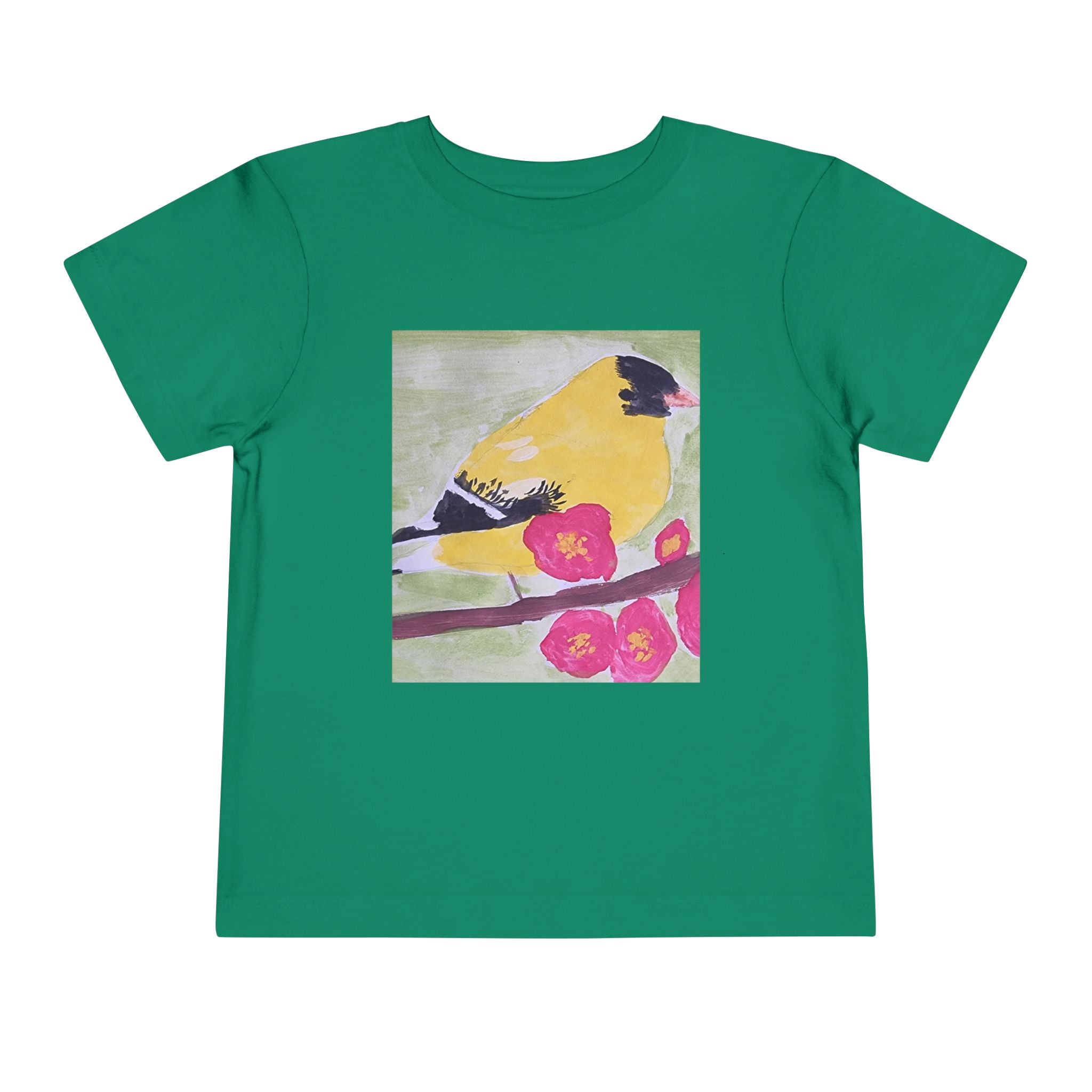 Yellow Goldfinch on Cherry Blossom Branch | Kids Spring Bird Shirt