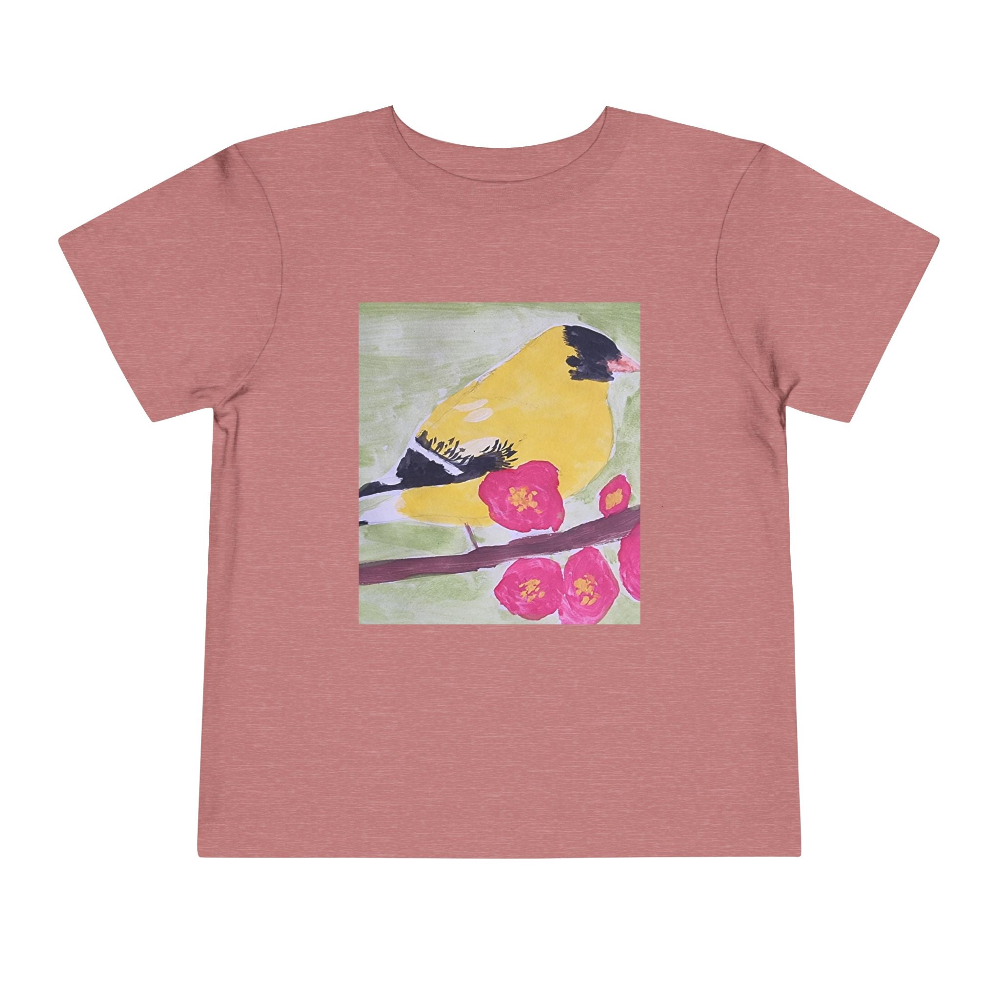 Yellow Goldfinch on Cherry Blossom Branch | Kids Spring Bird Shirt