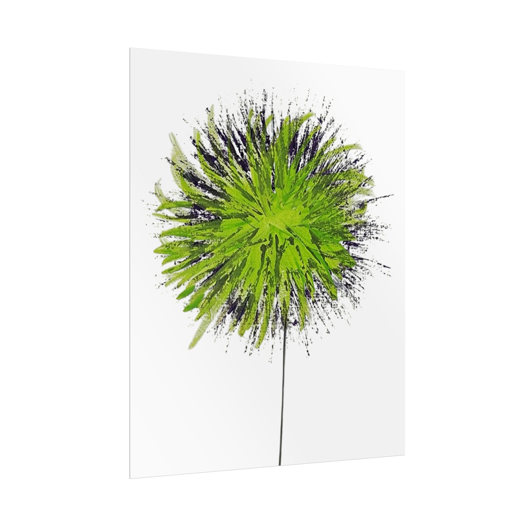 Green Burst Floral Poster — Modern Abstract Dandelion Wall Art (Rolled Poster)