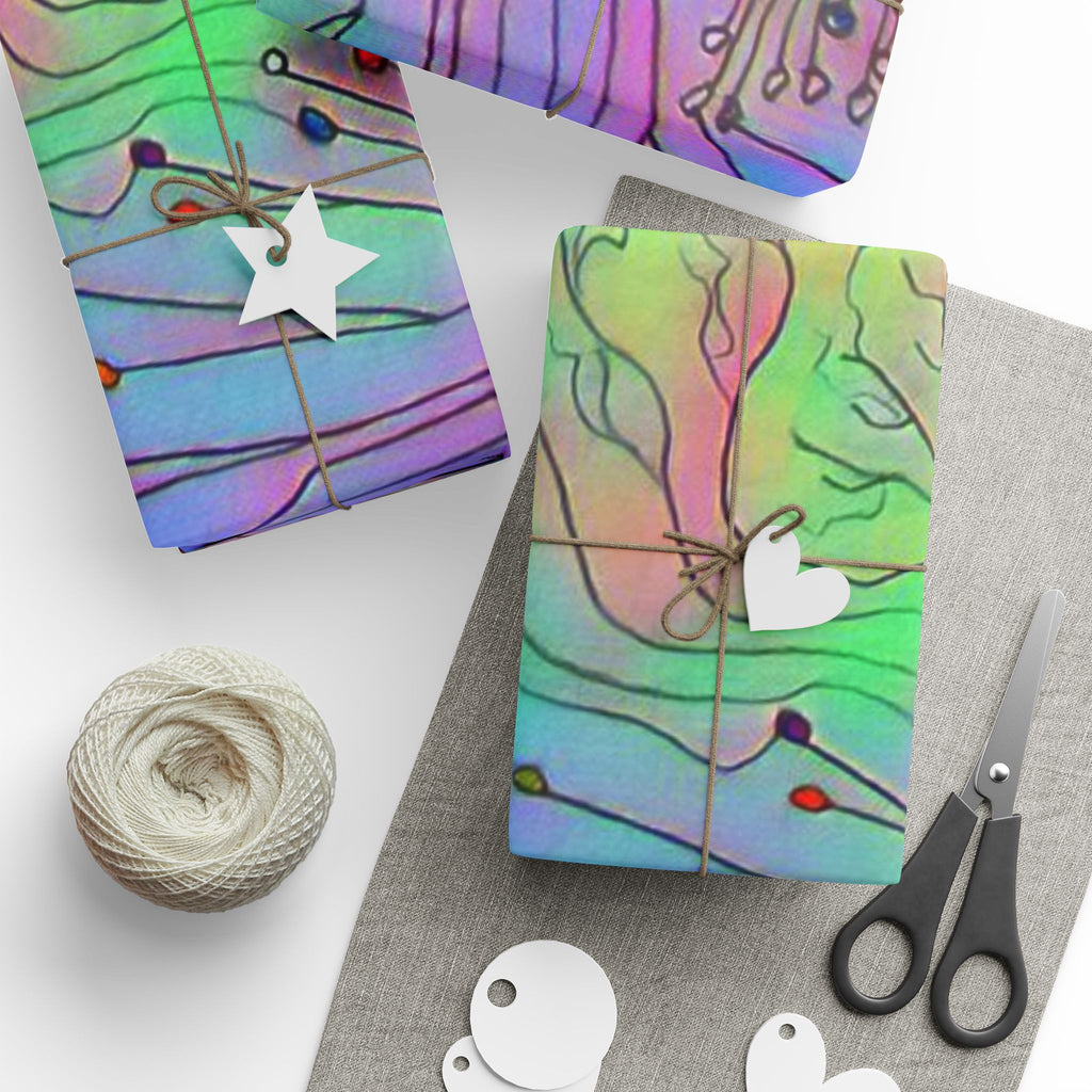 Psychedelic Floral Wrapping Paper – Rainbow Abstract Gift Wrap
