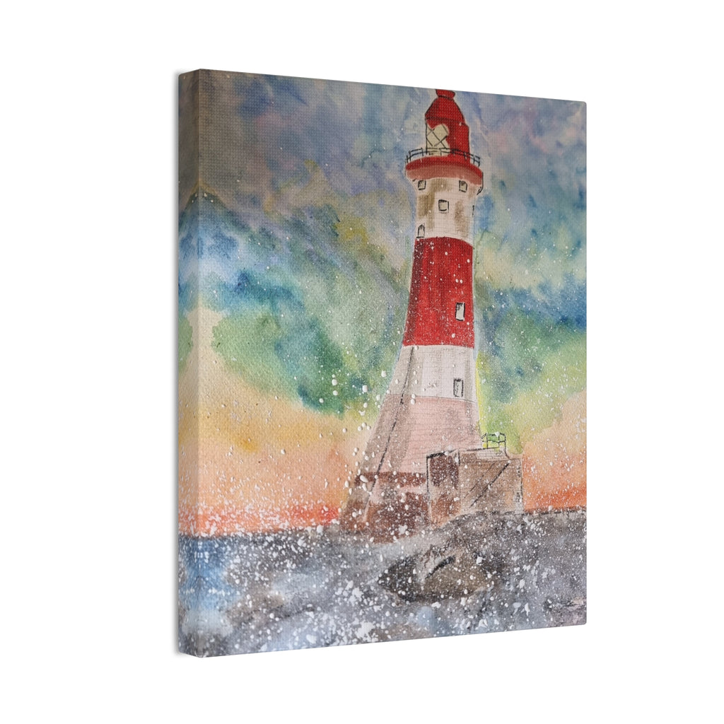 Eastbourne Lighthouse Watercolor,  Canvas Print — Coastal Nautical Wall Art