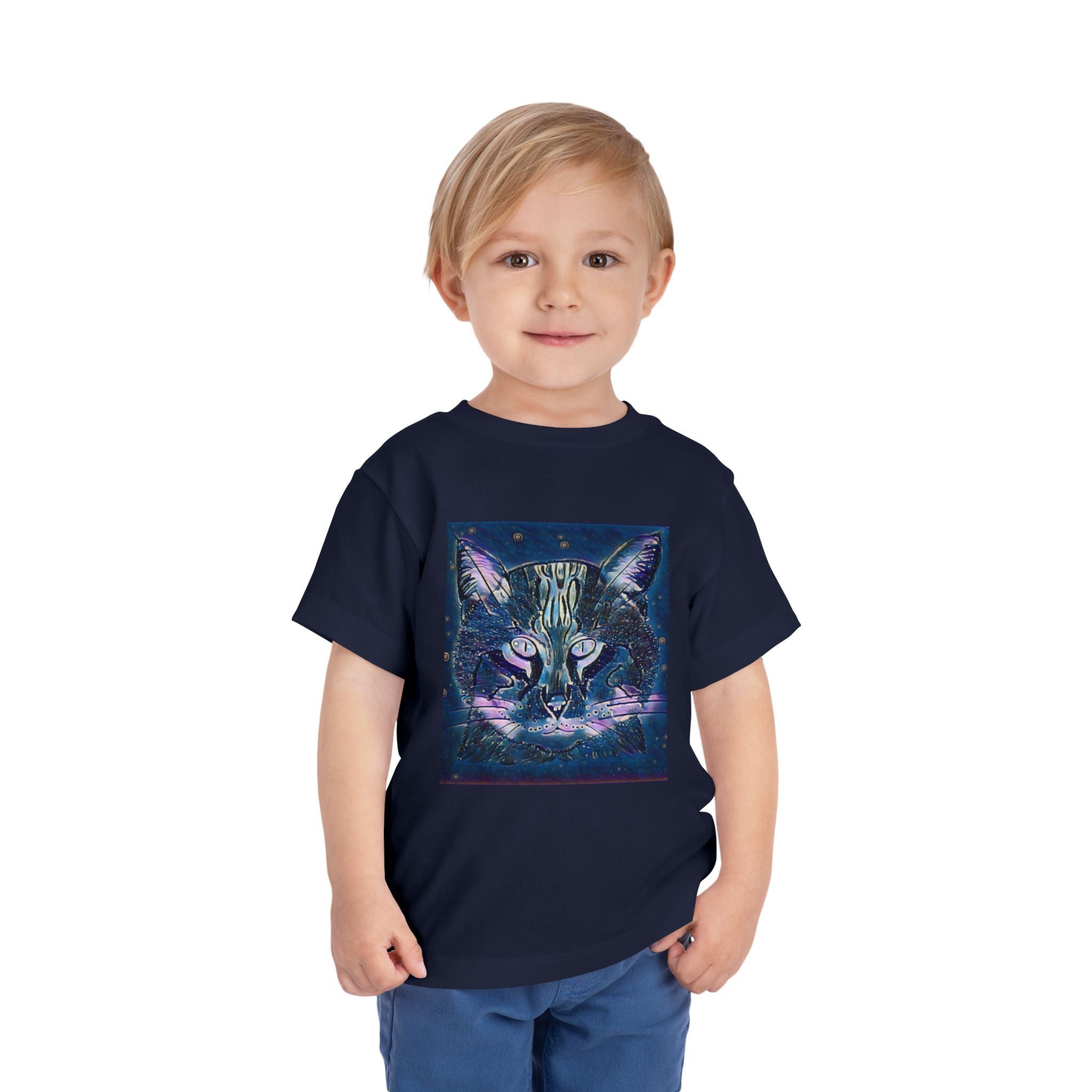 Toddler Tee — Mystical Galaxy Cat Graphic Shirt