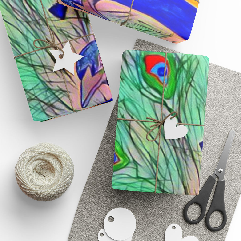 Peacock Feather Wrapping Paper – Vibrant Watercolor Gift Wrap