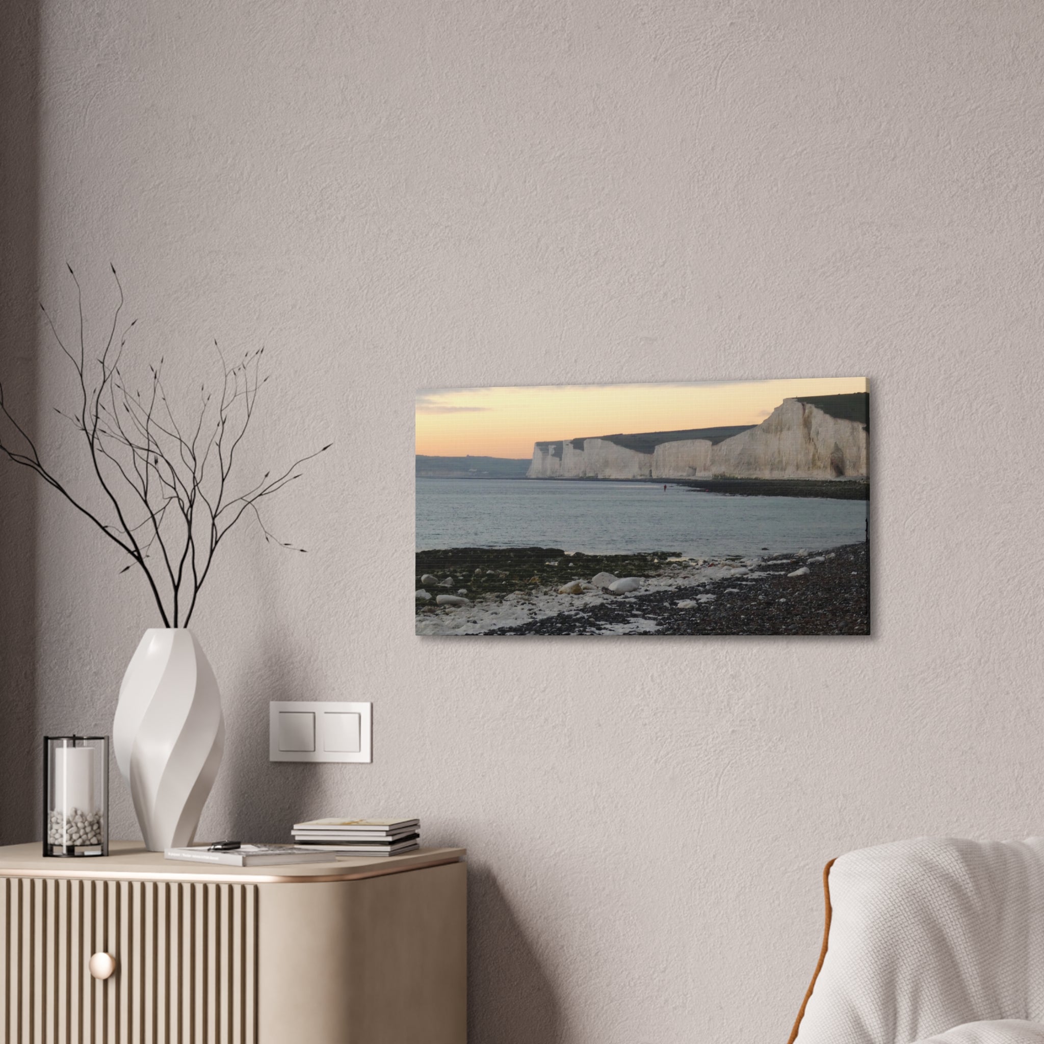 Beachy Head Cliffs Canvas Print | Sunset Beach Landscape Wall Art | UK Coastal Décor
