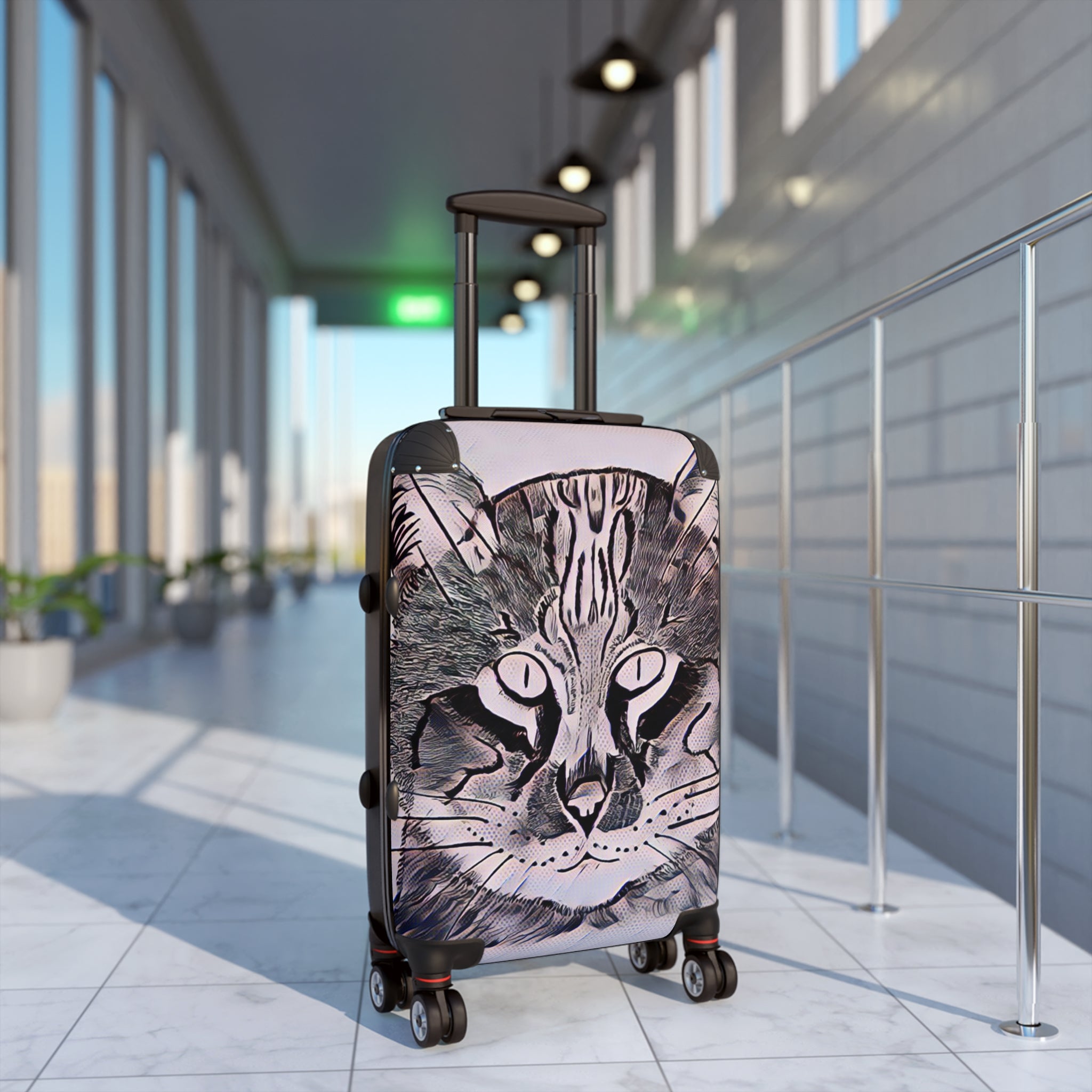 Cat Face Carry-On Suitcase — Bold Illustrated Feline Luggage for Travelers