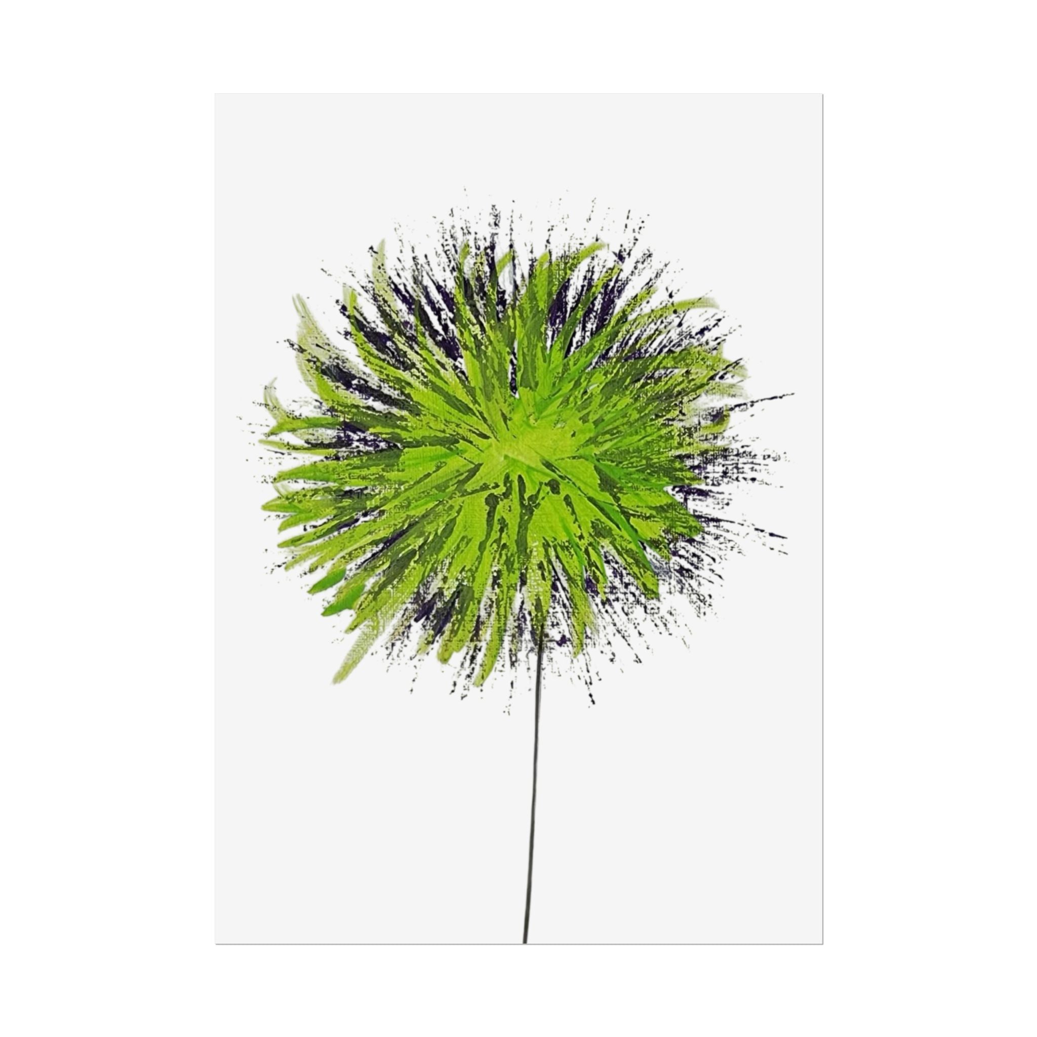 Green Burst Floral Poster — Modern Abstract Dandelion Wall Art (Rolled Poster)