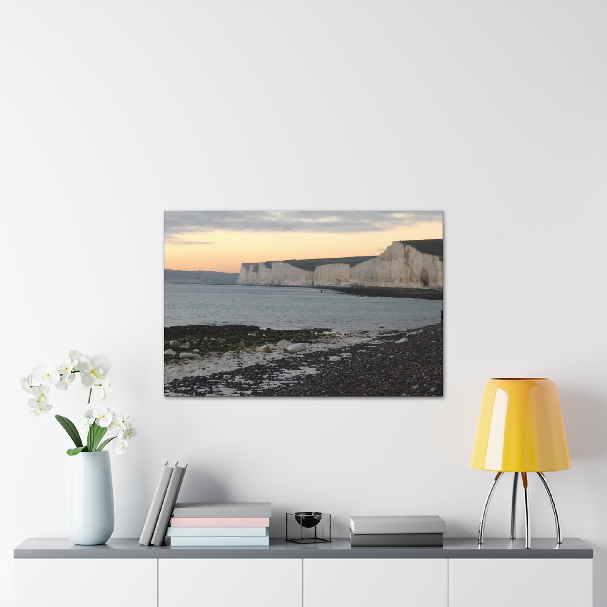 Beachy Head Cliffs Canvas Print | Sunset Beach Landscape Wall Art | UK Coastal Décor
