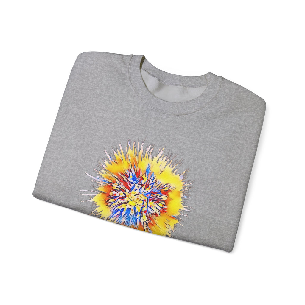 Sunburst Abstract Crewneck Sweatshirt — Colorful Floral Explosion Graphic