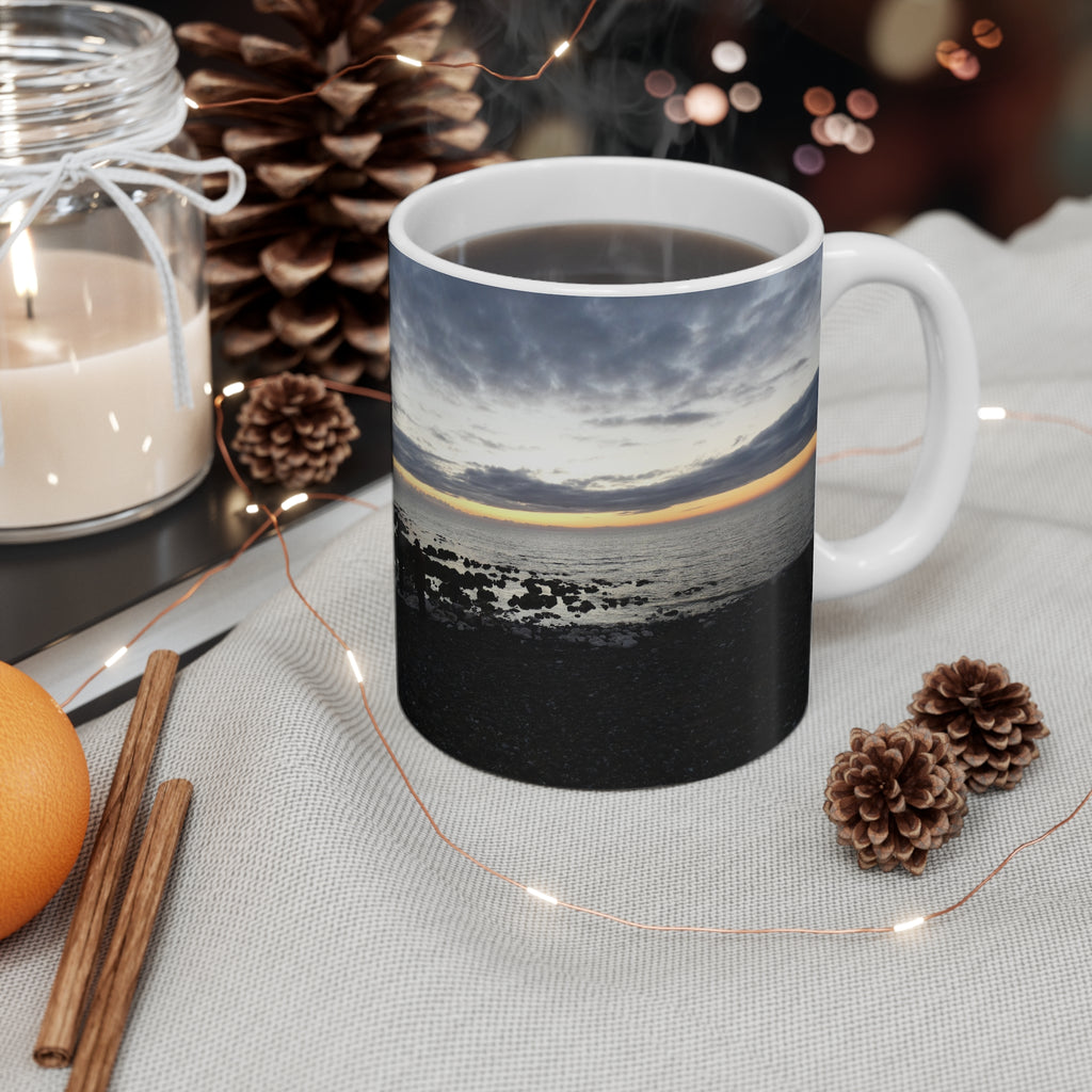 Sunset Beach Photo Mug | 11oz Coastal Sunrise Ceramic Coffee Cup | Ocean Gift