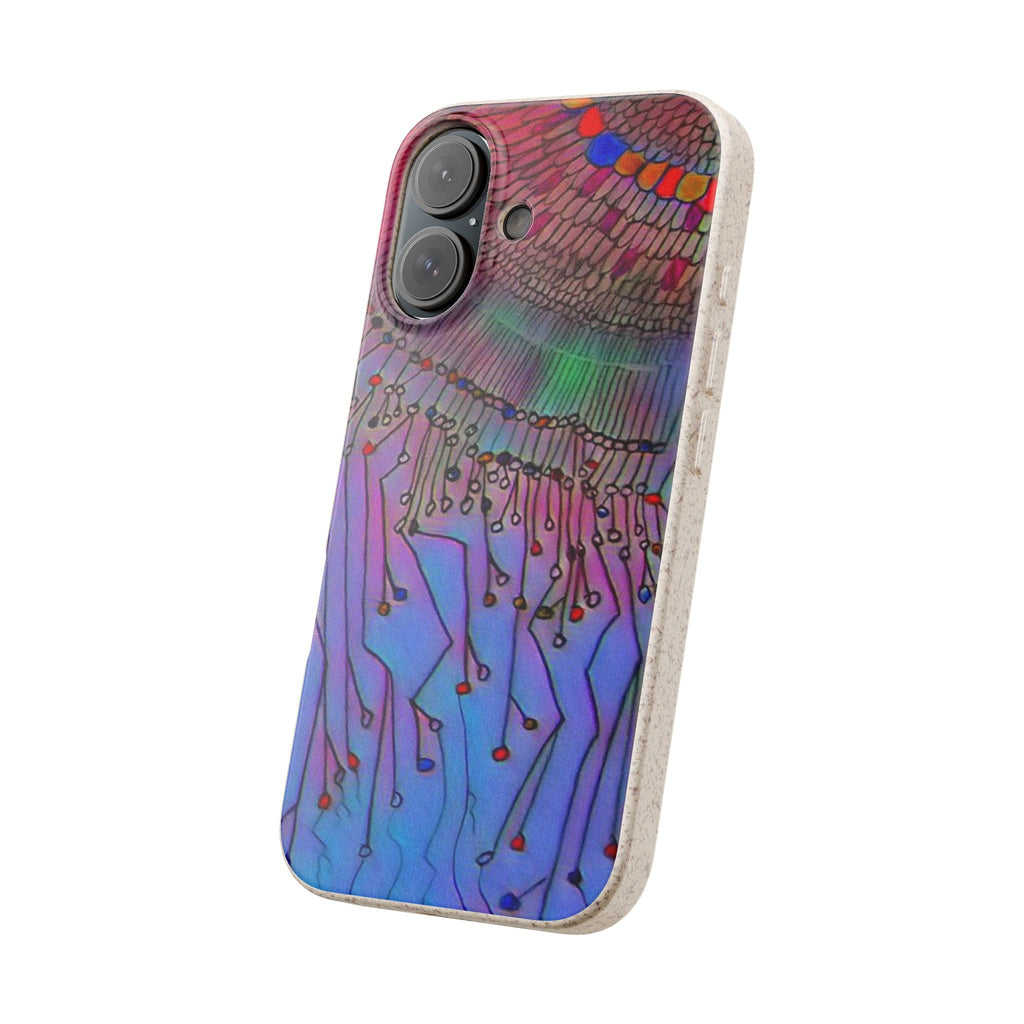 Biodegradable Phone Case — Colorful Abstract Jellyfish Design, Eco-Friendly iPhone Cover