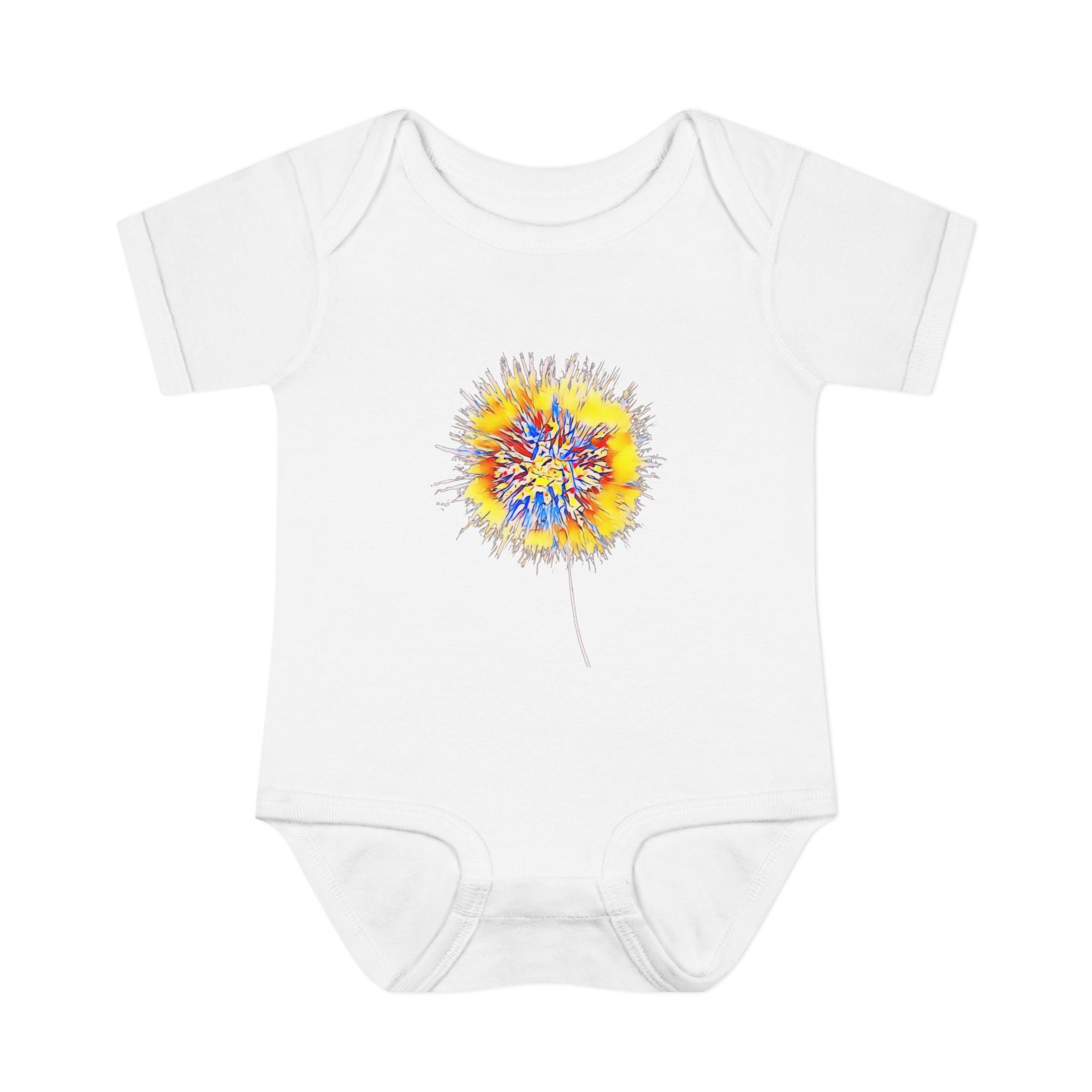 Infant Bodysuit with Watercolor Dandelion — Soft Baby Onesie Gift