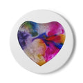 Abstract Watercolor Heart Ceramic Coaster | Colorful Resin Art