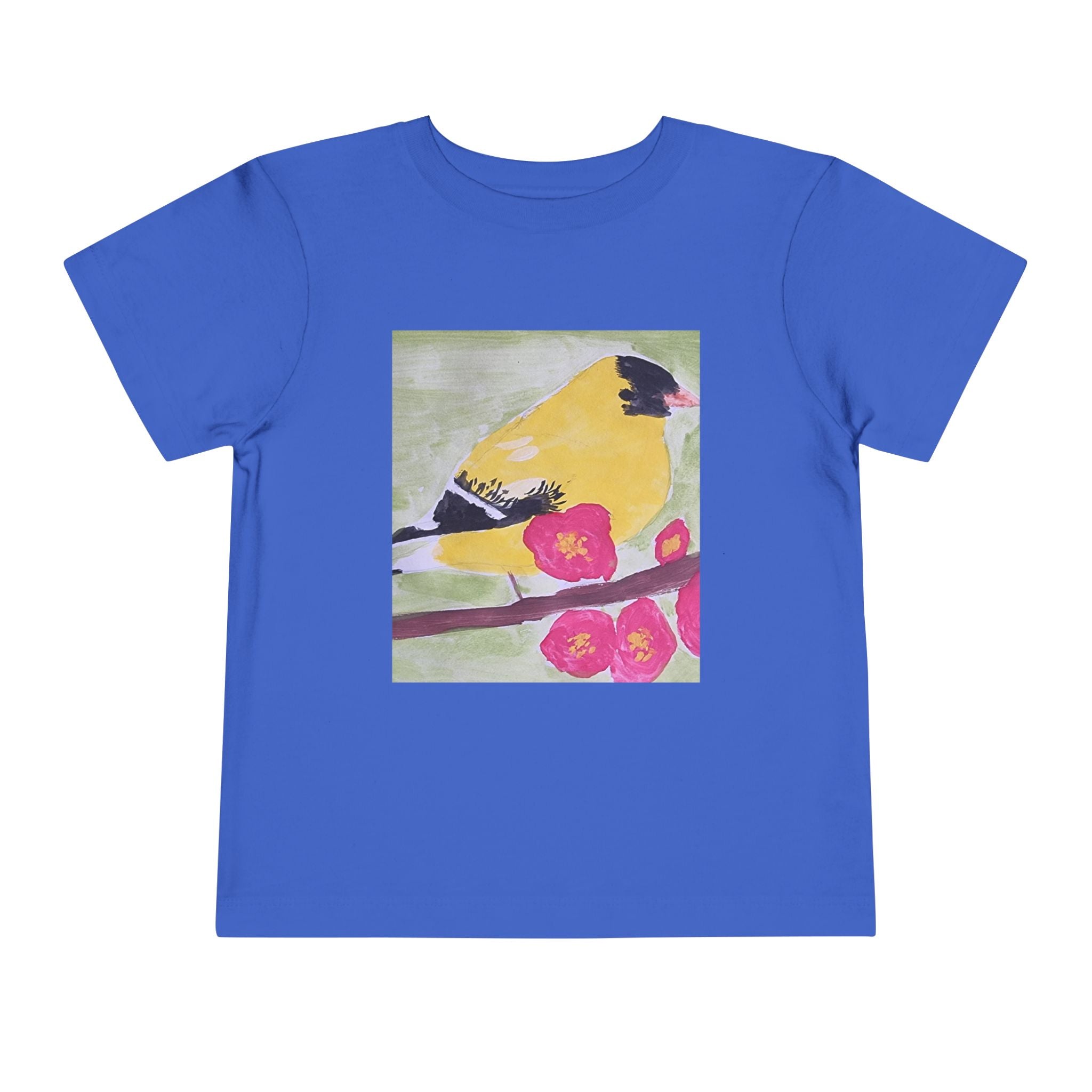Yellow Goldfinch on Cherry Blossom Branch | Kids Spring Bird Shirt