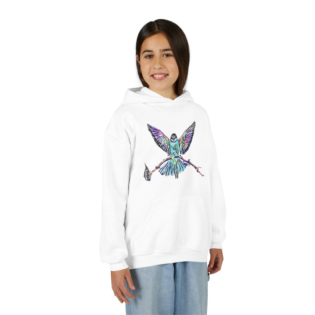 Youth Hoodie — Colorful Flying Bluebird Graphic
