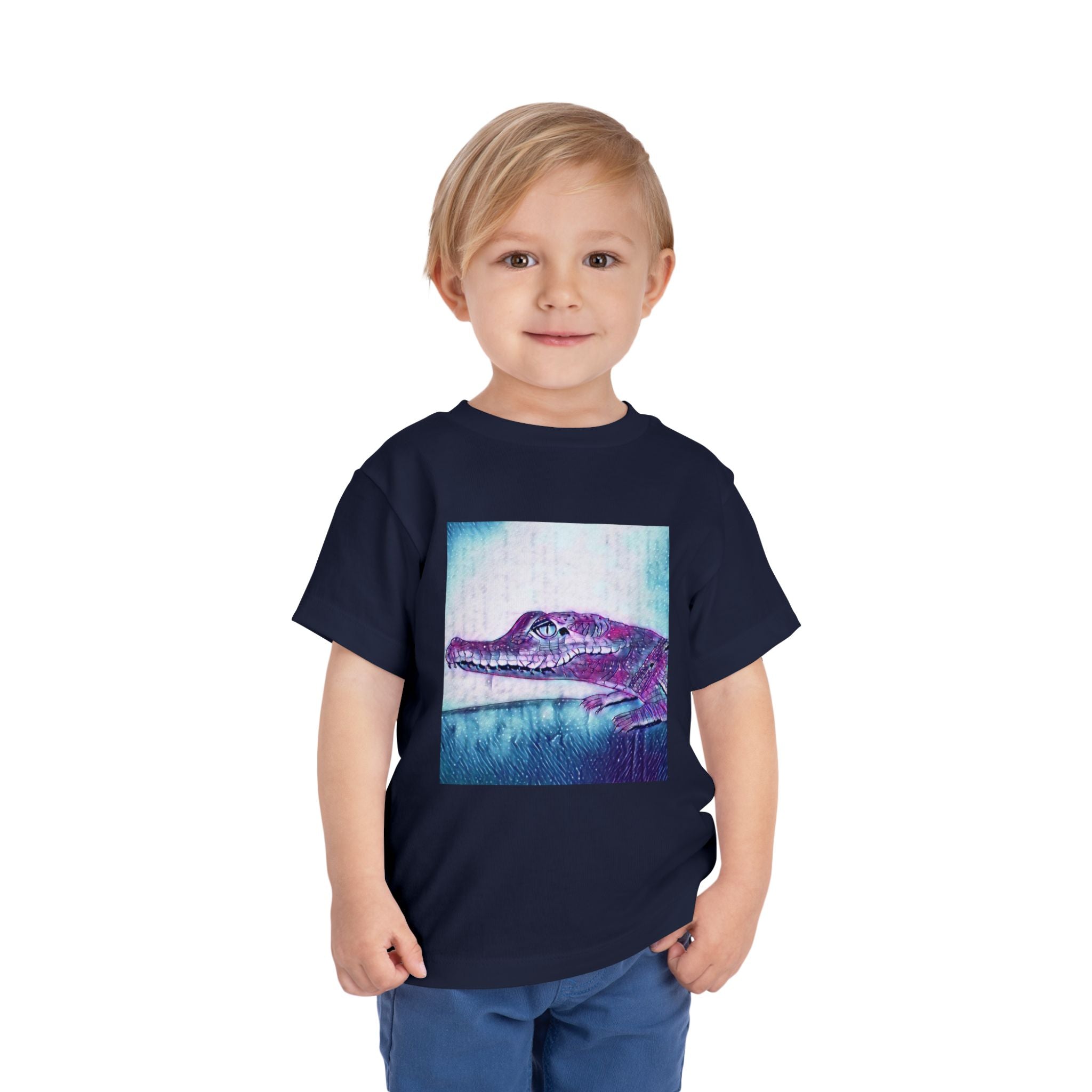 Toddler Tee — Purple Watercolor Alligator Graphic