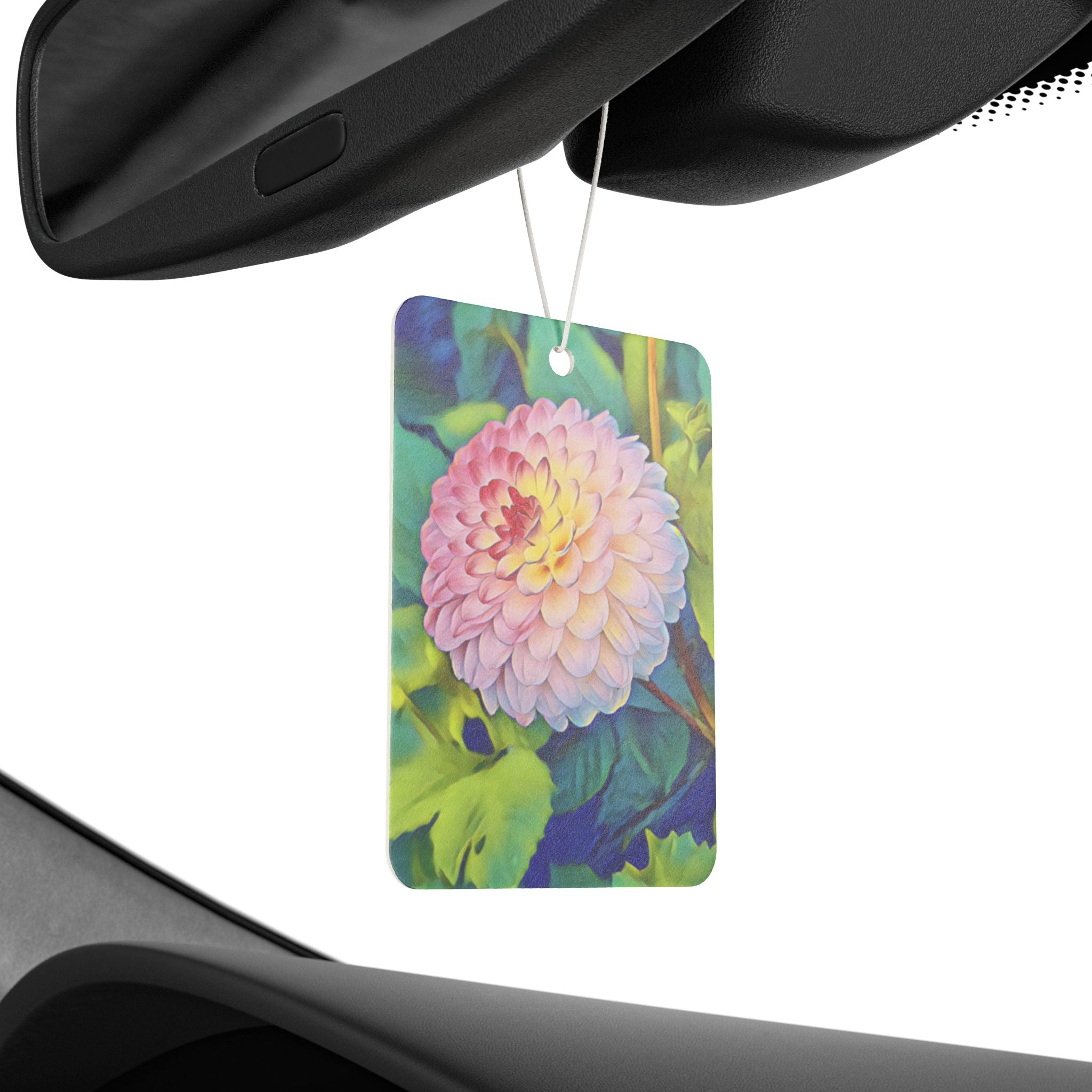 Dahlia Bloom Car Air Freshener — Floral Scented Hanging Freshener
