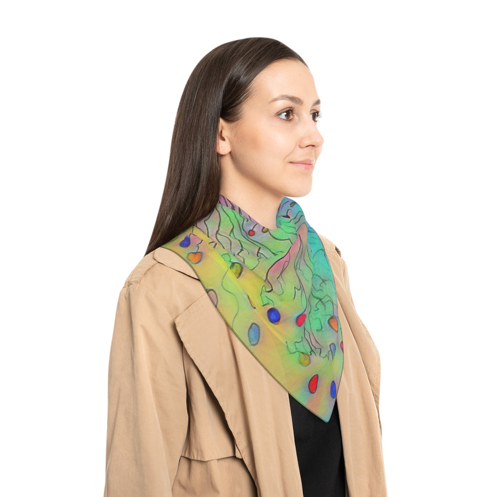 Abstract Pastel Circuitry Scarf — Lightweight Poly Fashion Scarf