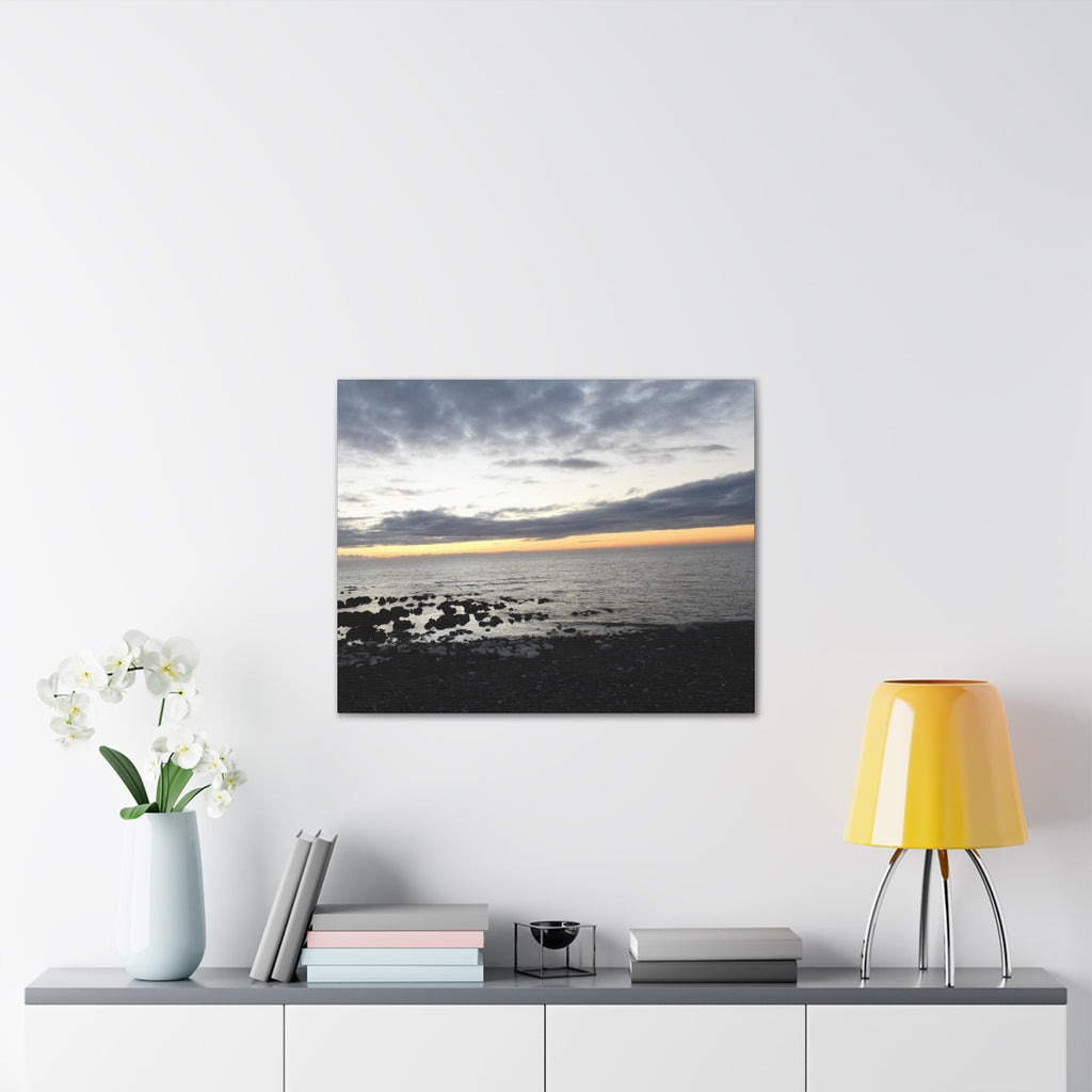 Sunset Shoreline Canvas Print | Stretched Coastal Wall Art | Beach Home Décor