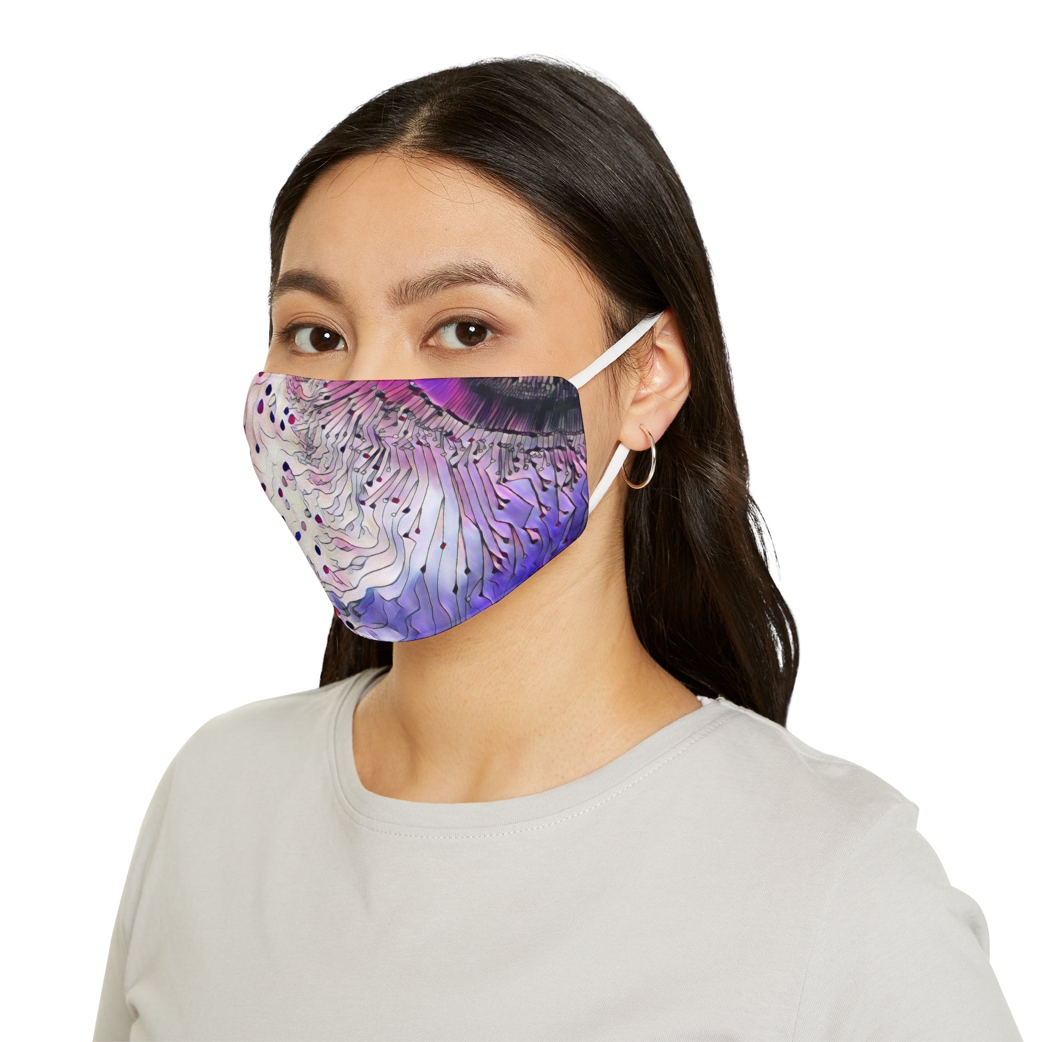 Floral Abstract Purple Face Mask — Snug-Fit Polyester Mask