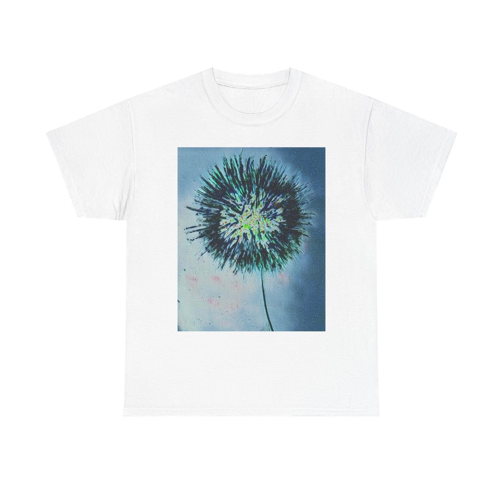 Dandelion Art T-Shirt — Ethereal Blue Floral Graphic Tee