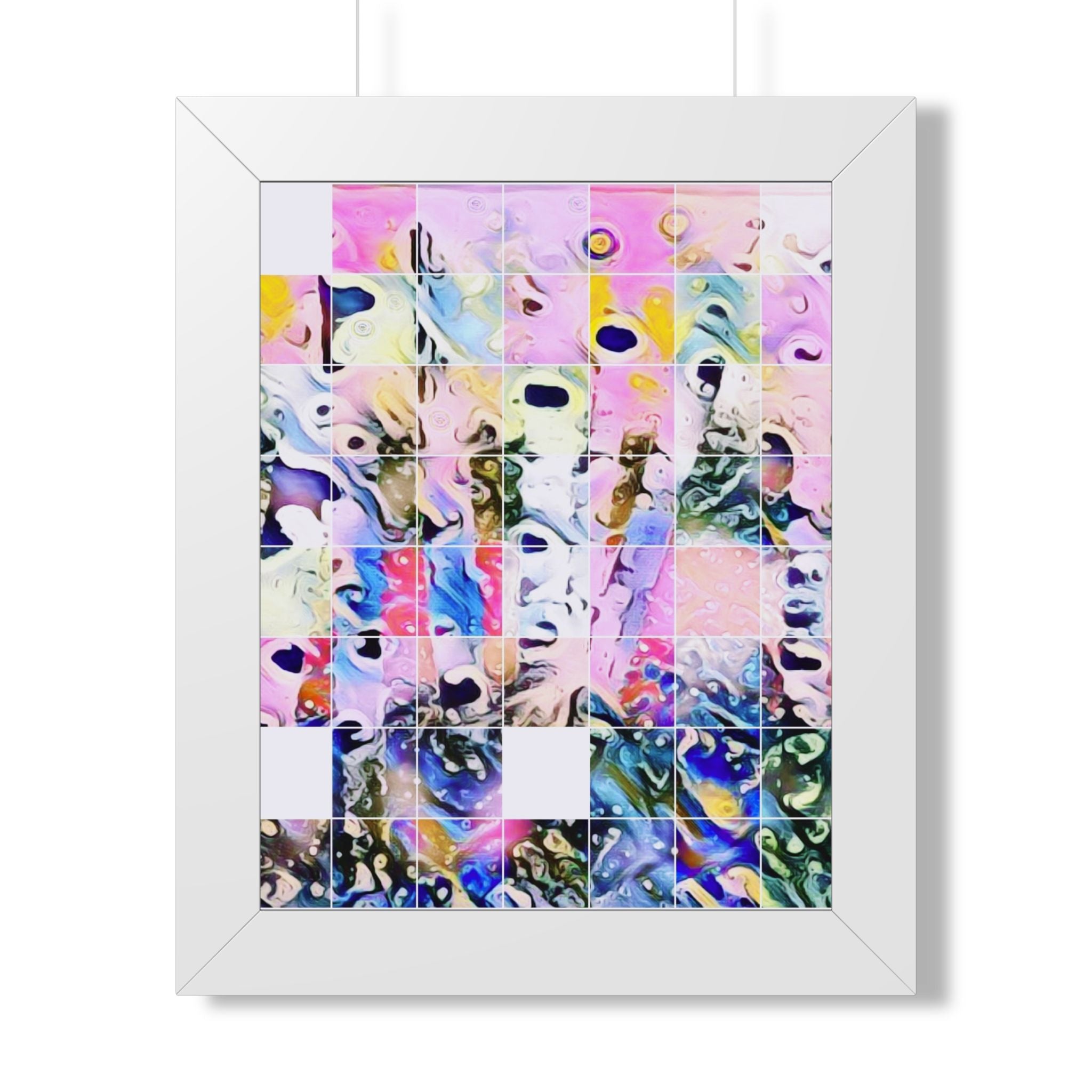 Abstract Pastel Mosaic Framed Poster — Modern Vertical Wall Art