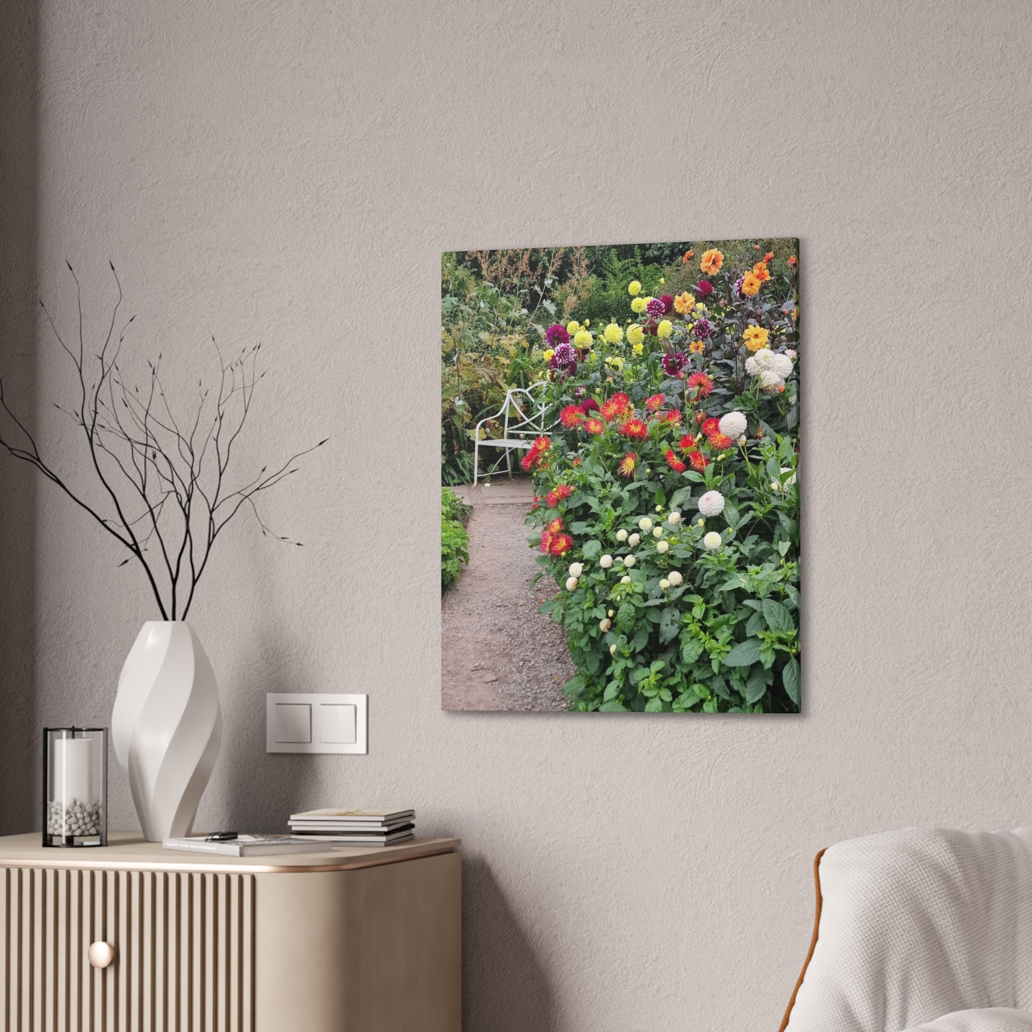 Floral Garden Path Canvas Print — Stretched Wall Art