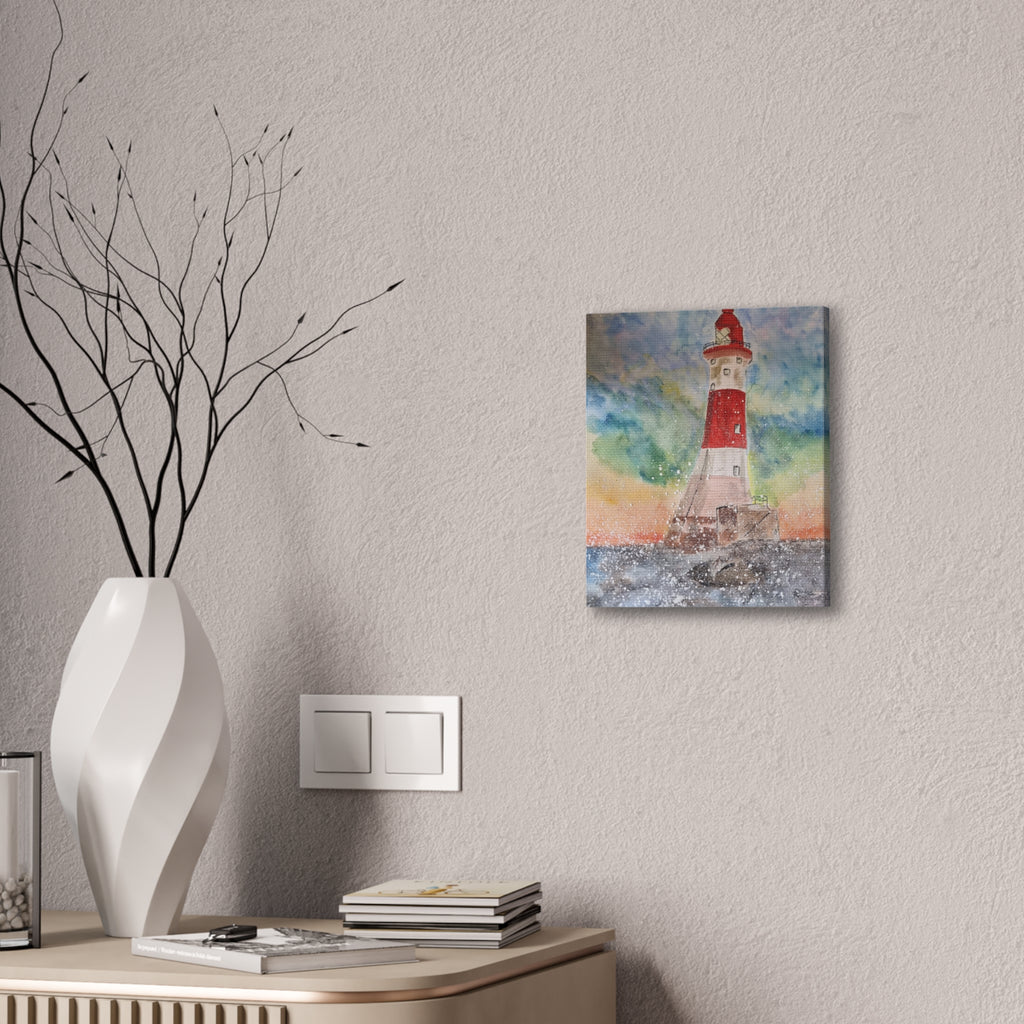 Eastbourne Lighthouse Watercolor,  Canvas Print — Coastal Nautical Wall Art