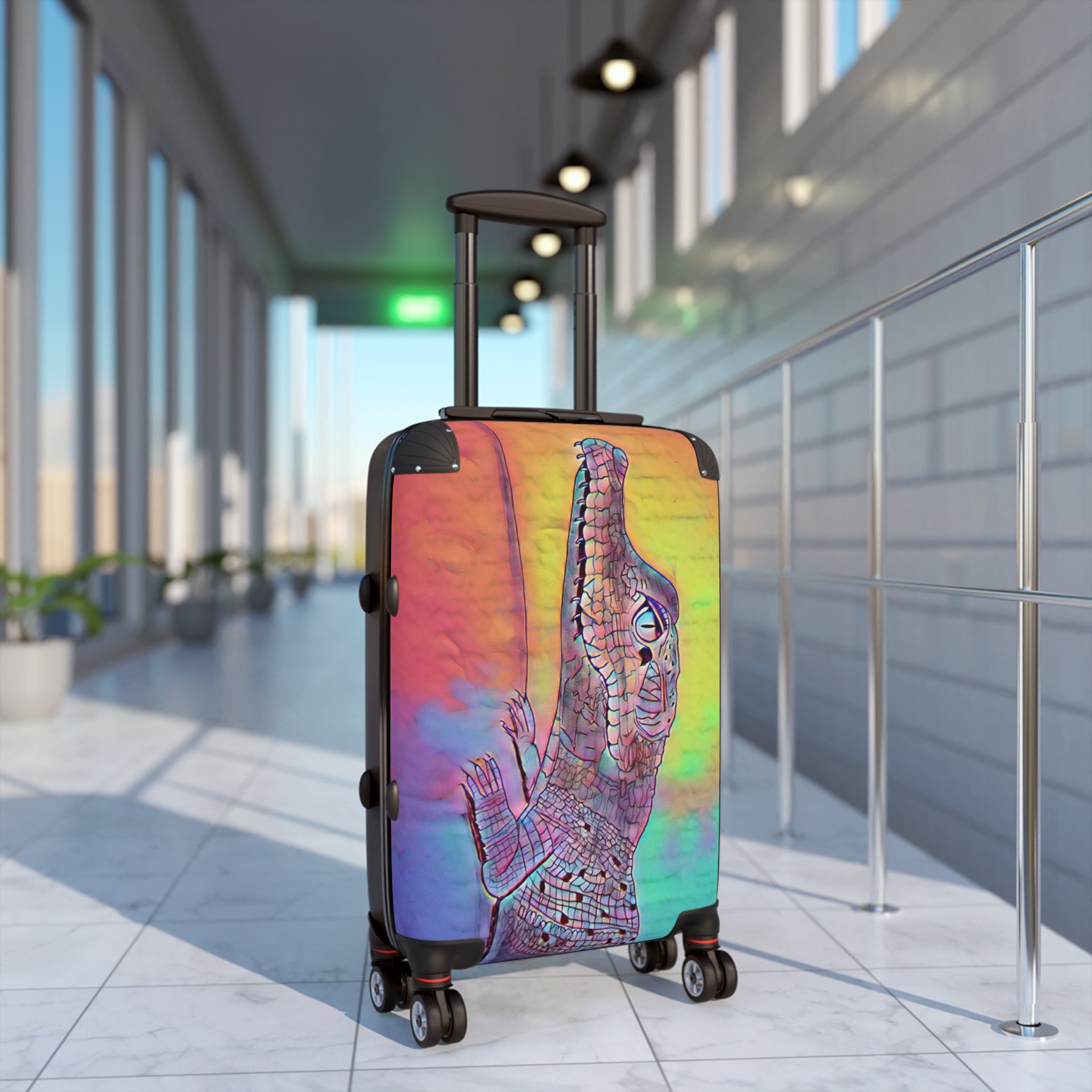 Alligator Mosaic Suitcase — Colorful Iridescent Crocodile Carry-On