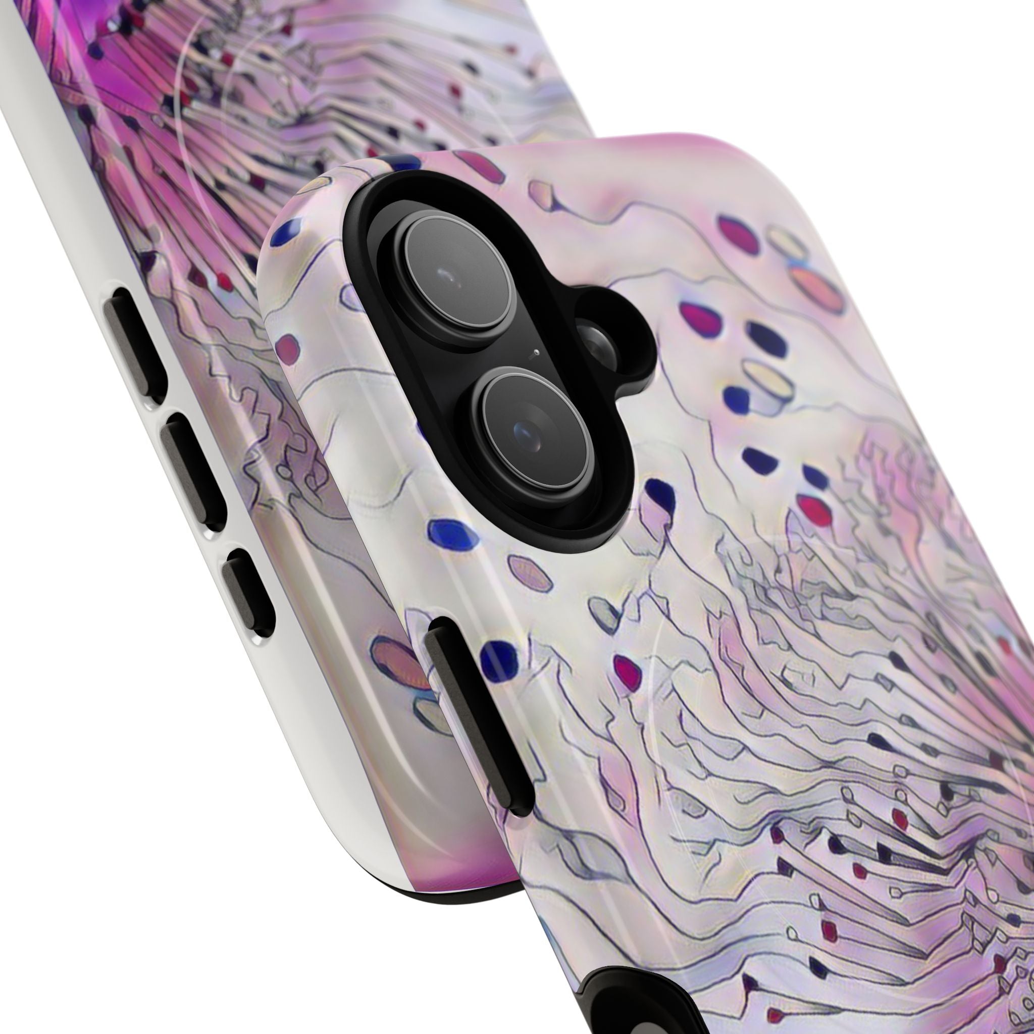 Floral Burst Tough Magnetic Phone Case — Pink Purple Abstract Dandelion Design