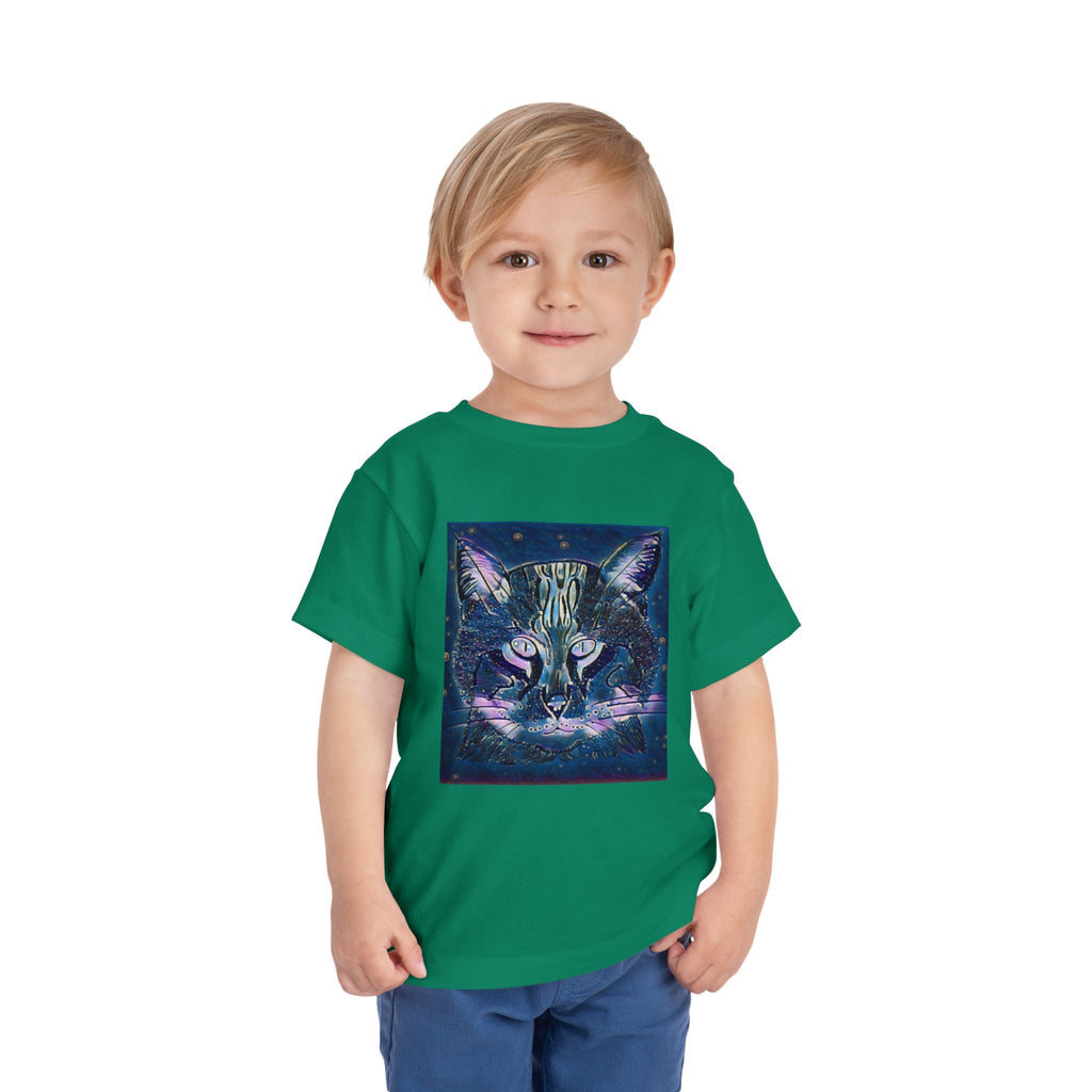 Toddler Tee — Mystical Galaxy Cat Graphic Shirt