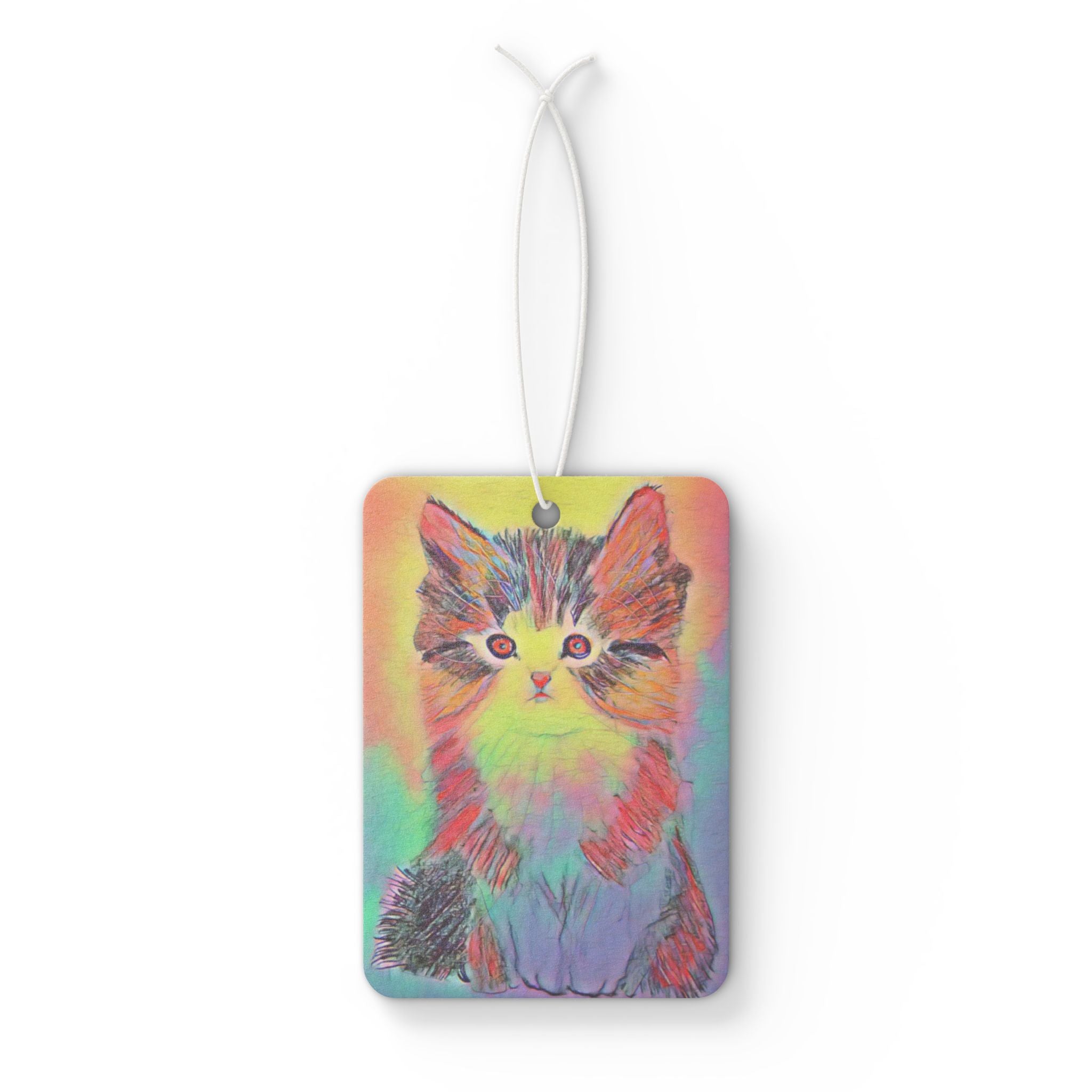 Rainbow Kitten Car Air Freshener — Cute Pastel Cat Scented Ornament