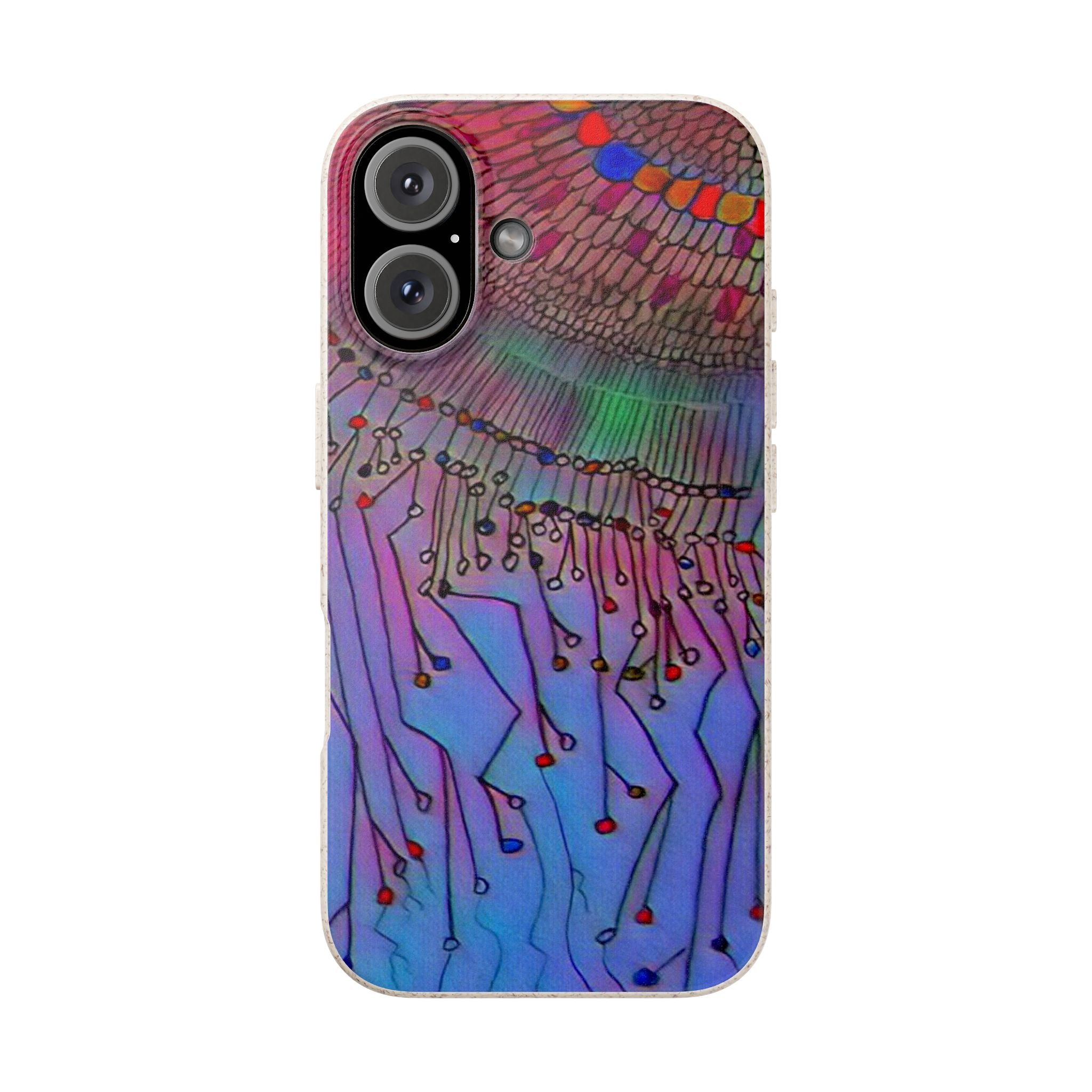 Biodegradable Phone Case — Colorful Abstract Jellyfish Design, Eco-Friendly iPhone Cover