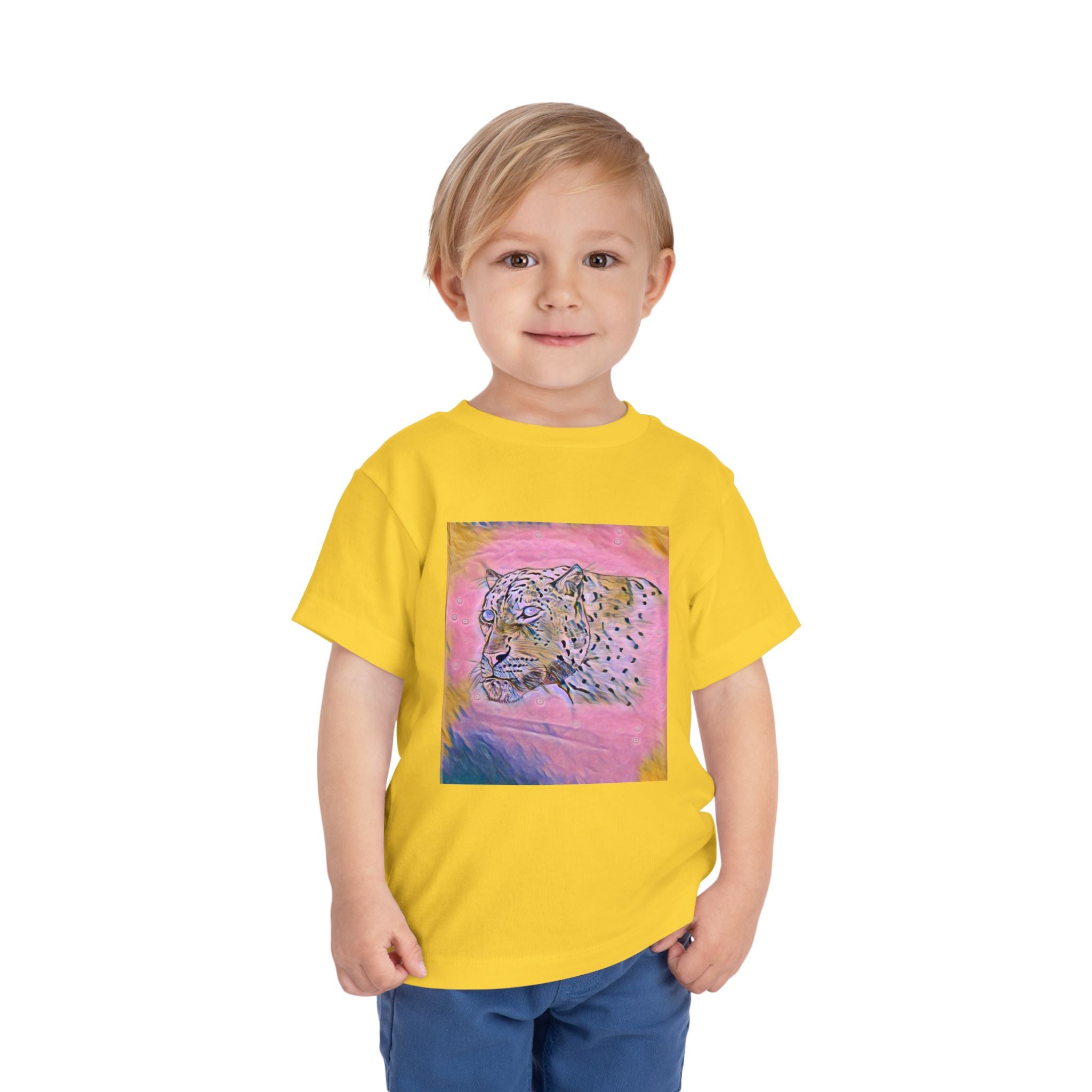 Leopard Portrait in pink Kids T-Shirt