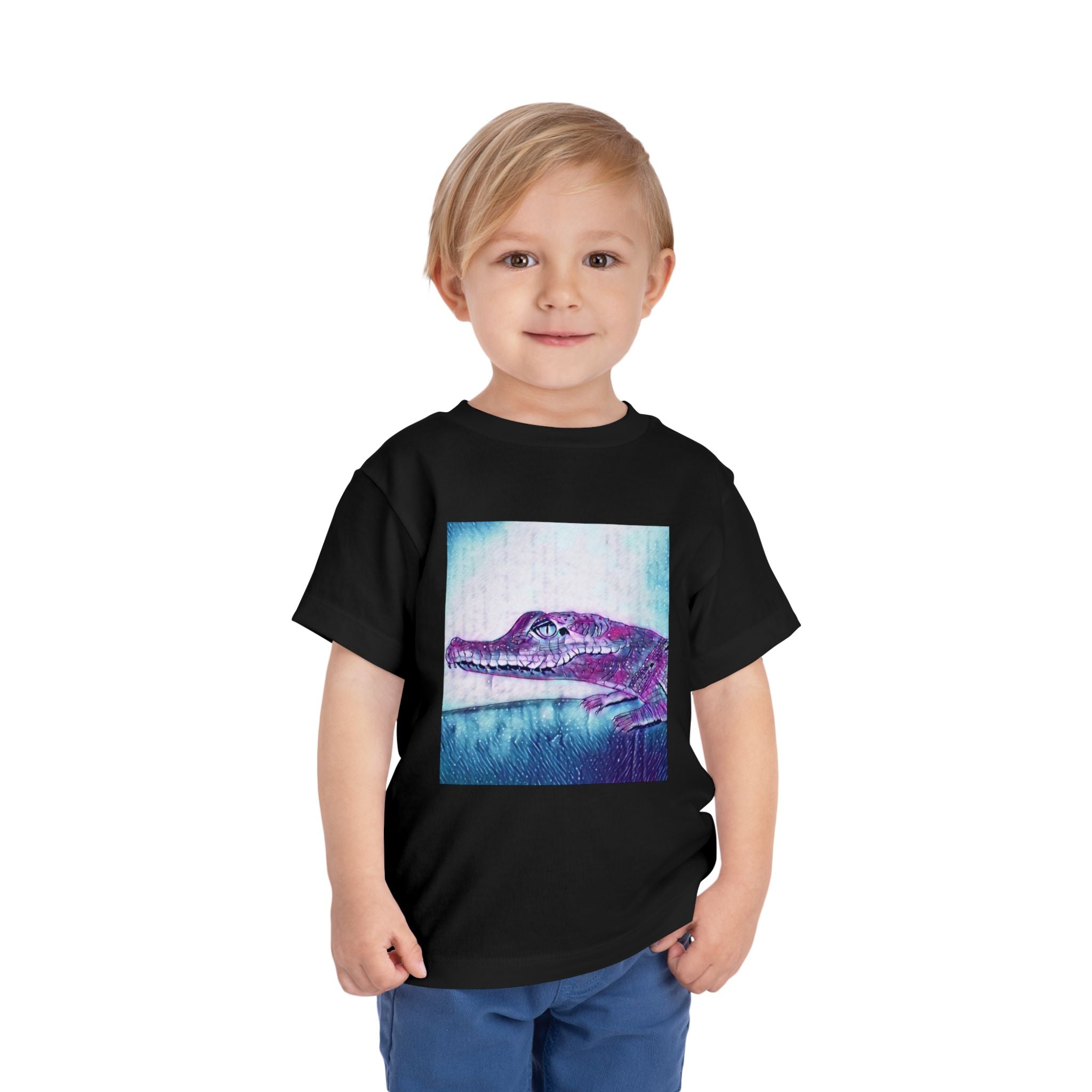 Toddler Tee — Purple Watercolor Alligator Graphic