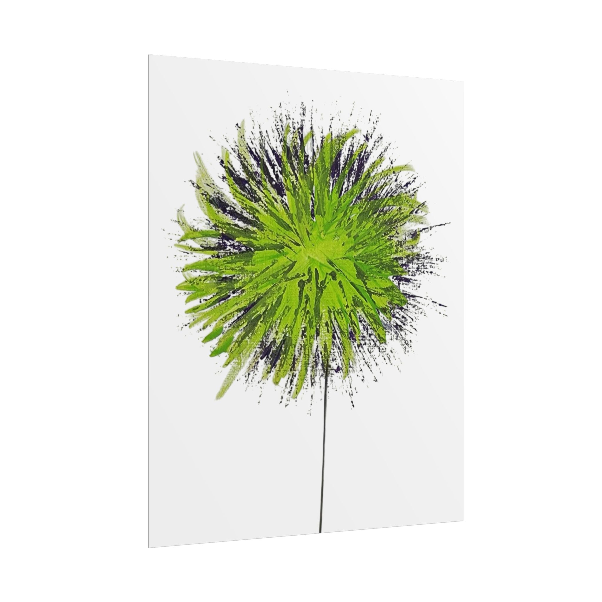 Green Burst Floral Poster — Modern Abstract Dandelion Wall Art (Rolled Poster)